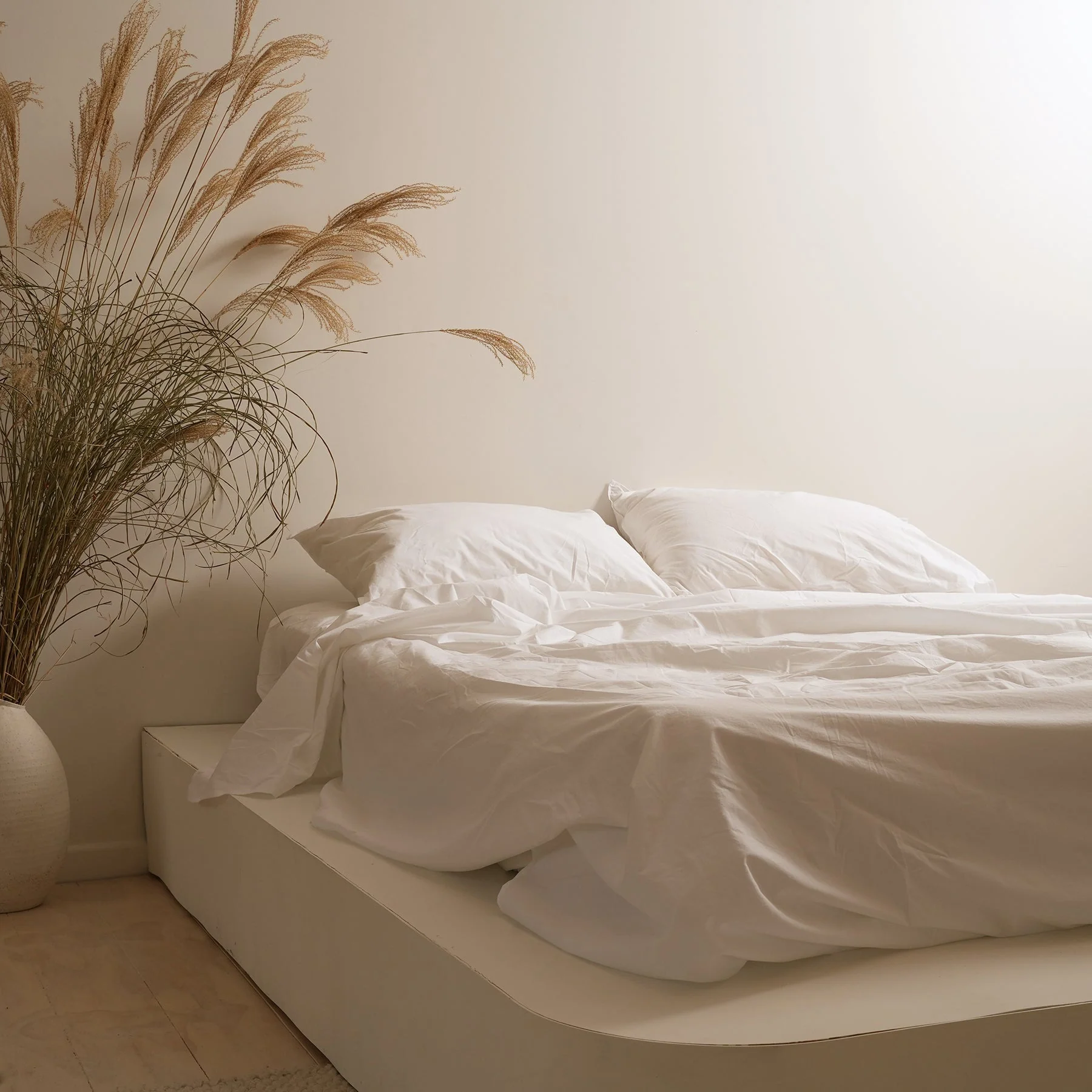 100% Stonewashed Cotton Sheet Set- White - Image 7