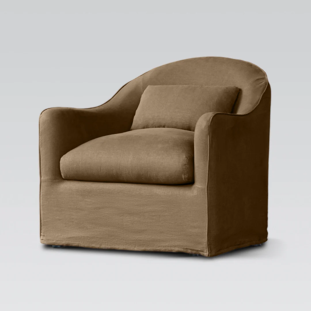 Amsterdam Linen Club Chair- Mocha - Image 2
