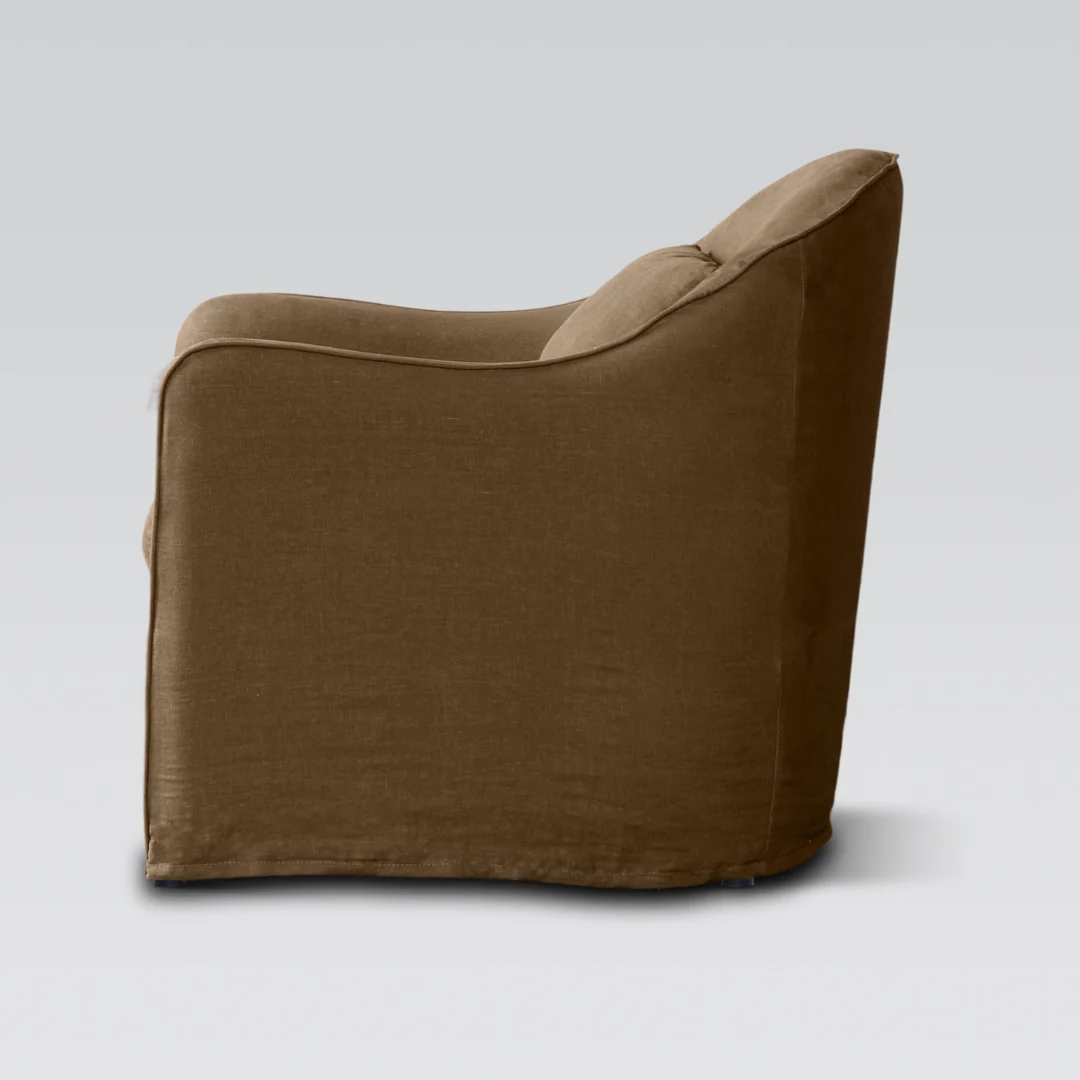 Amsterdam Linen Club Chair- Mocha - Image 4