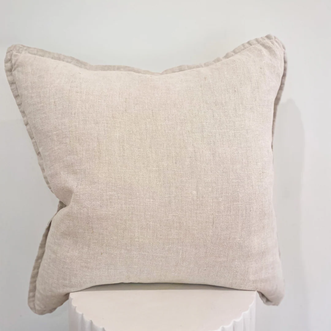 100% Belgium Linen Vintage Washed Cushion- Feather Filled - Linen - Image 3