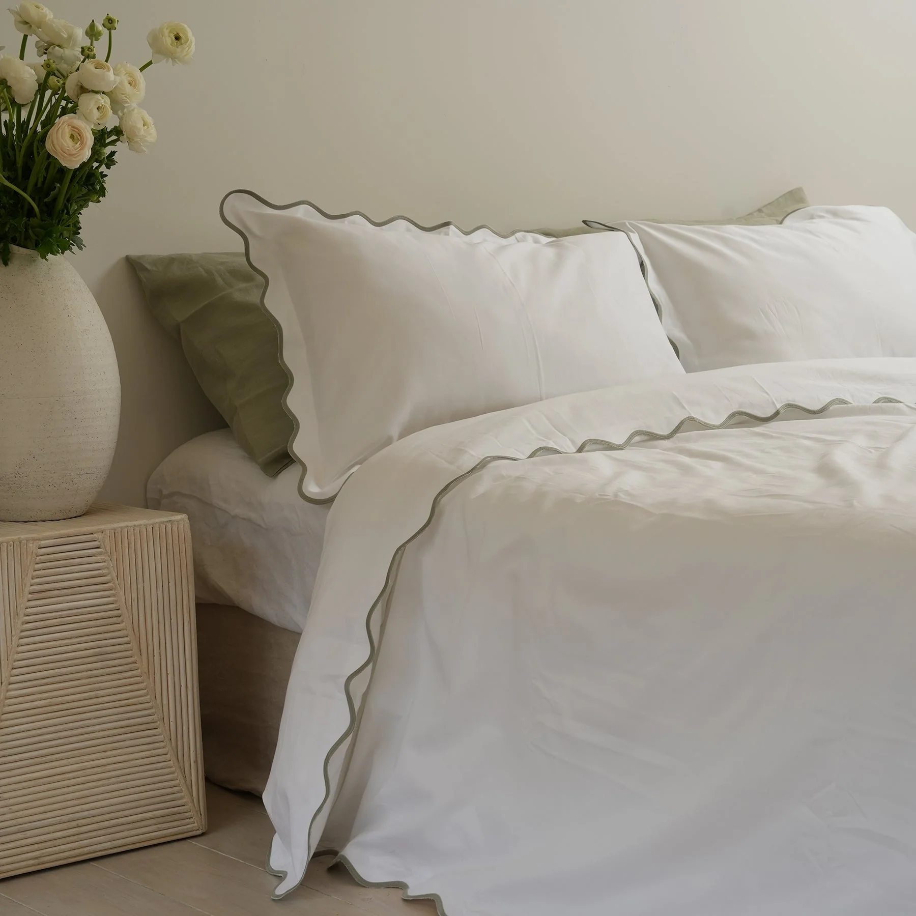 Celine Duvet Set- White/Sage - Image 3