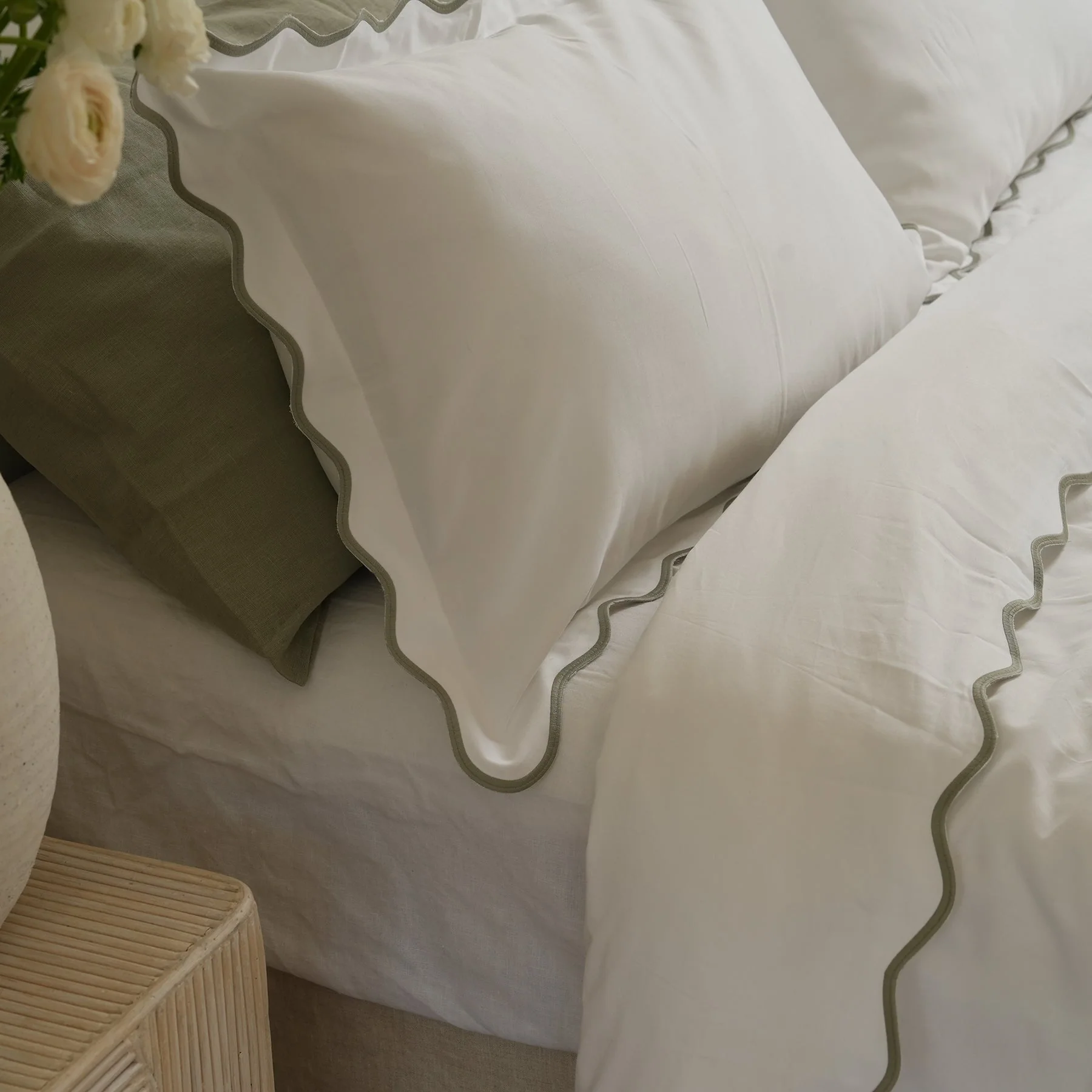 Celine Duvet Set- White/Sage - Image 4