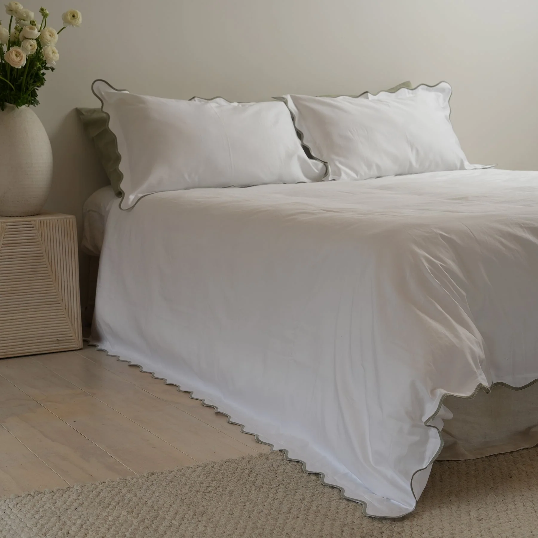 Celine Duvet Set- White/Sage - Image 5