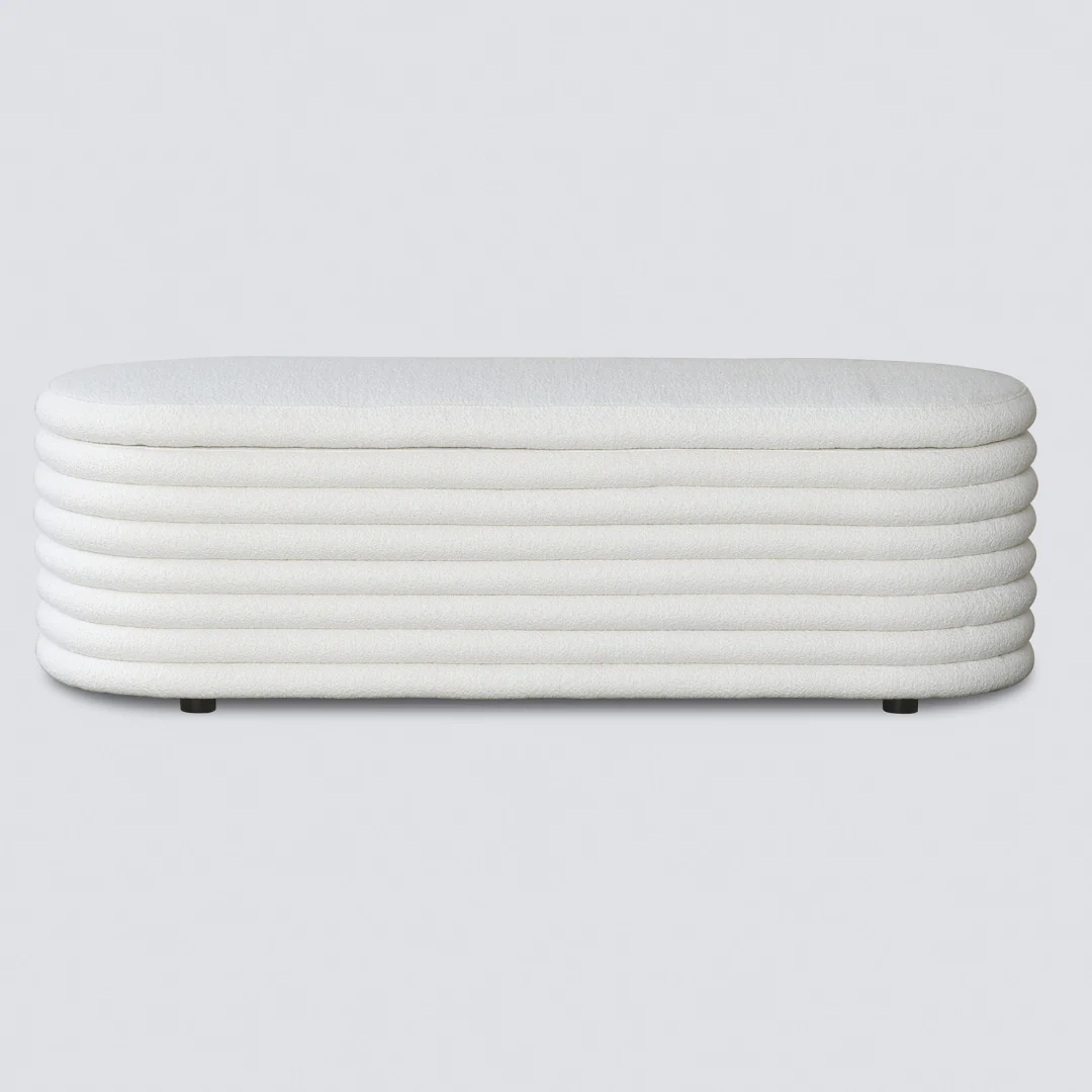 Channelled Boucle Storage Bench - Image 3