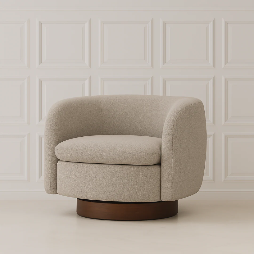 Charlie Swivel Chair- Beige Boucle
