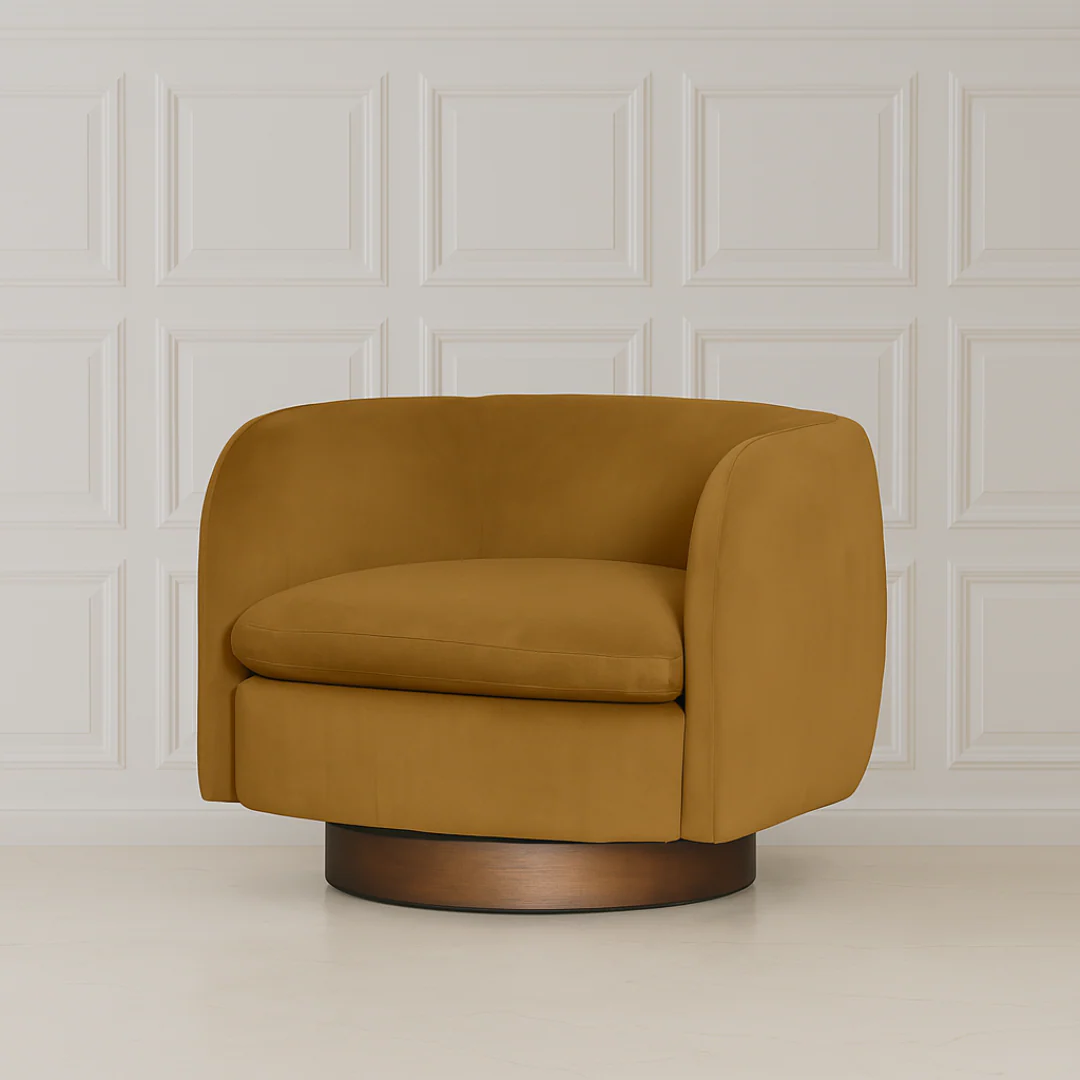 Charlie Swivel Chair- Camel Velvet