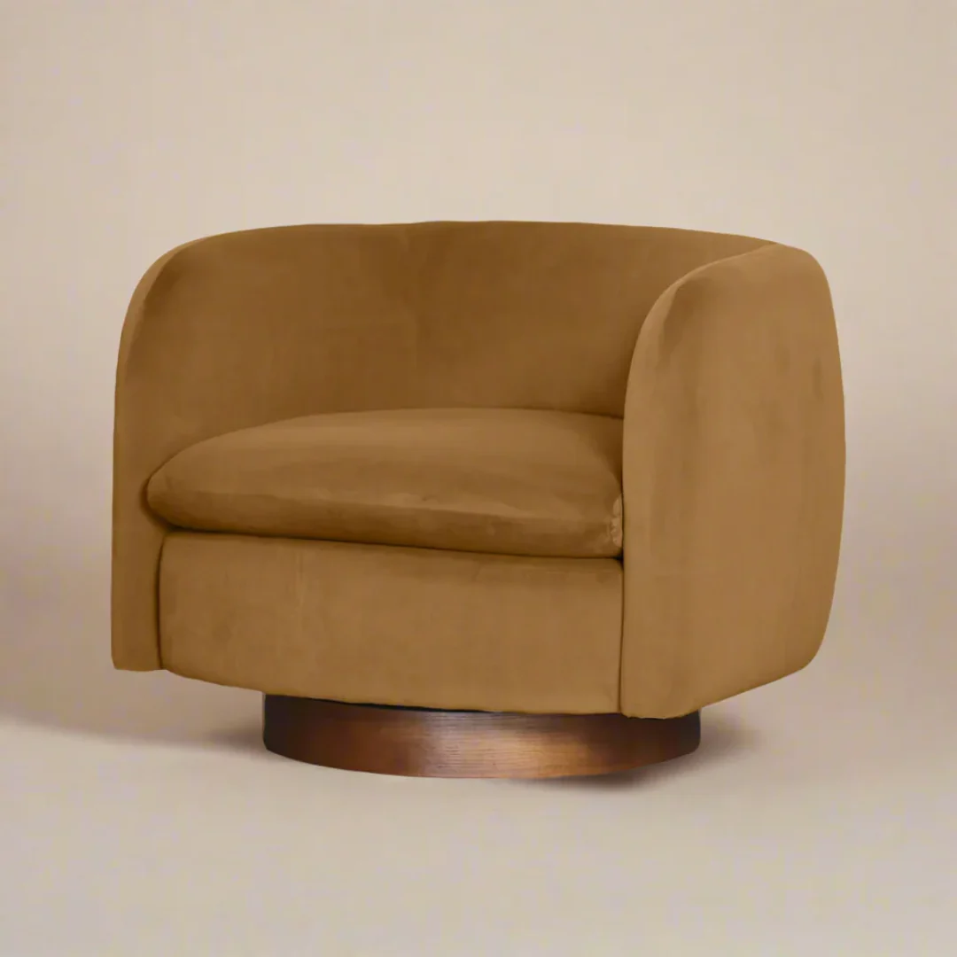 Charlie Swivel Chair- Camel Velvet - Image 2