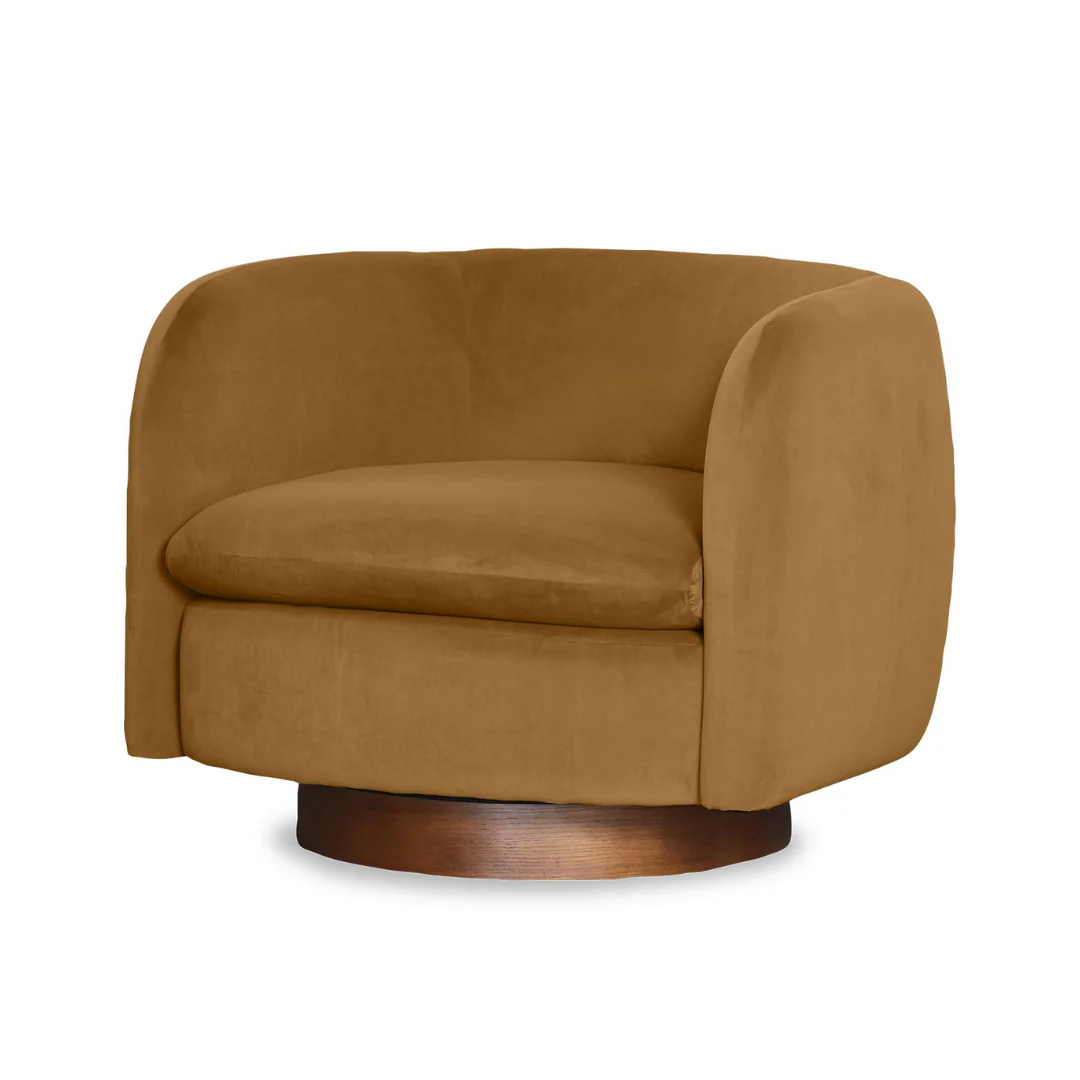 Charlie Swivel Chair- Camel Velvet - Image 3