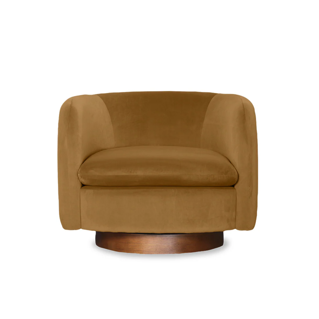 Charlie Swivel Chair- Camel Velvet - Image 4