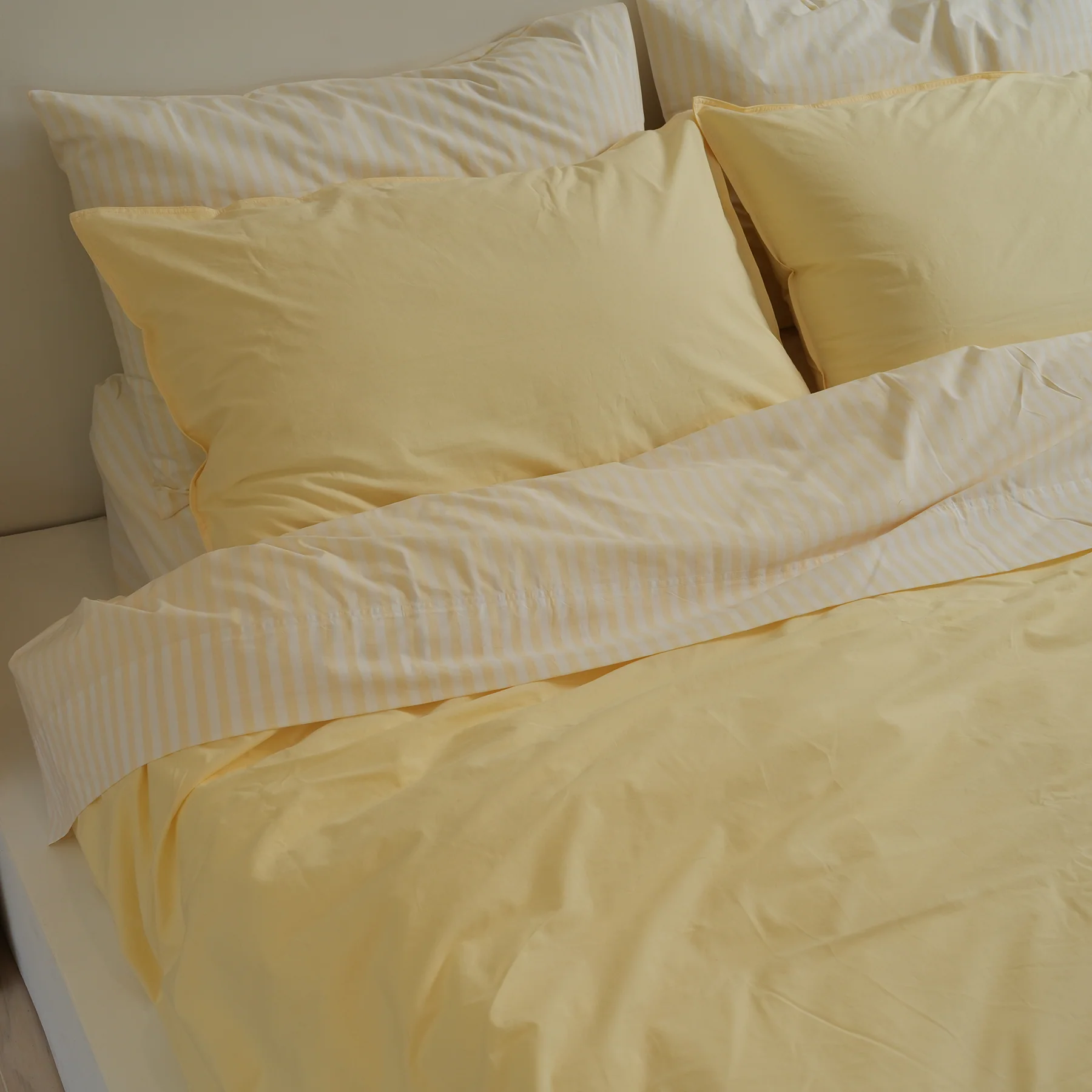 100% Stonewashed Cotton Duvet Set- Butter - Image 4