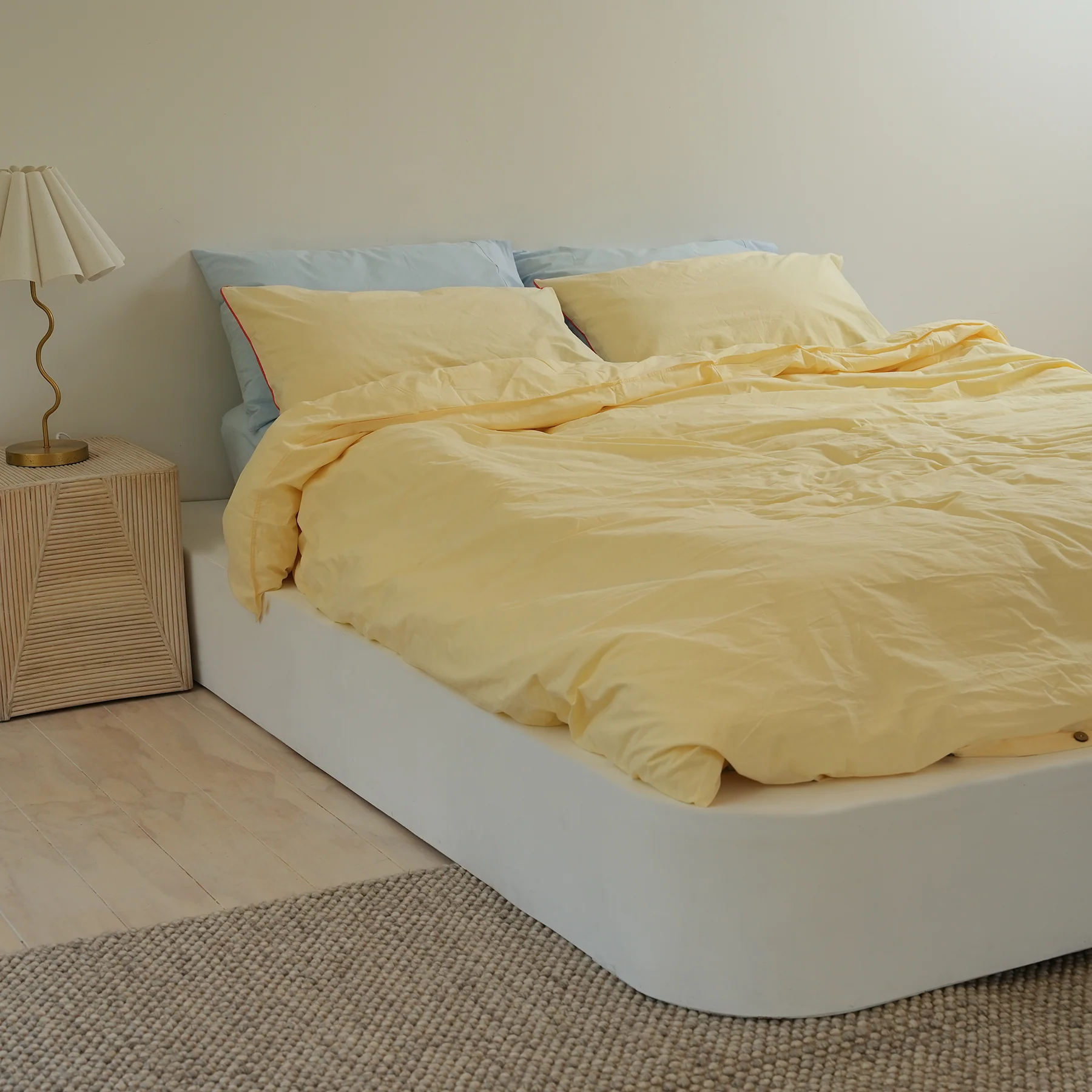 100% Stonewashed Cotton Duvet Set- Butter - Image 5