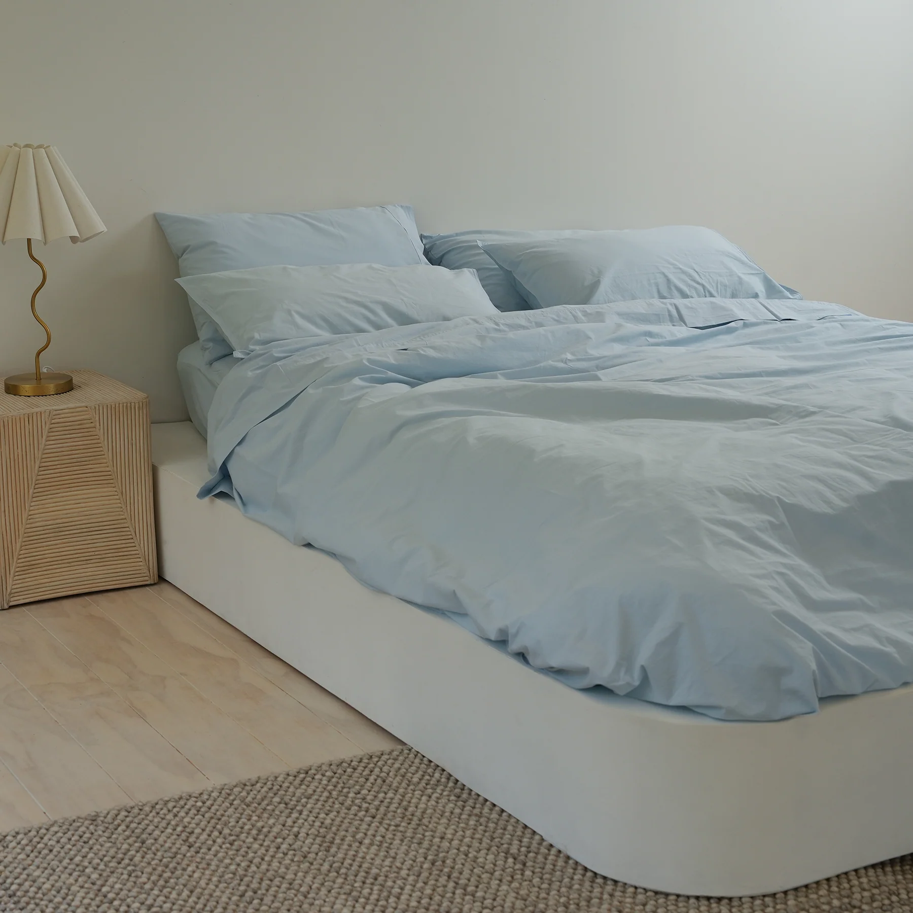 100% Stonewashed Cotton Duvet Set- Sky Blue - Image 5