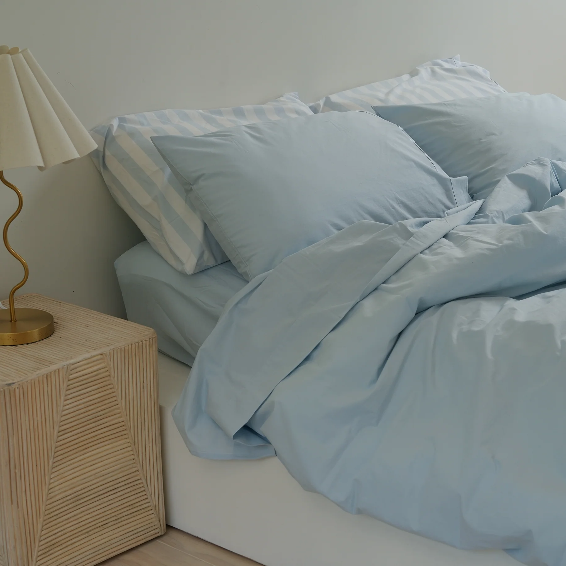 100% Stonewashed Cotton Duvet Set- Sky Blue - Image 6