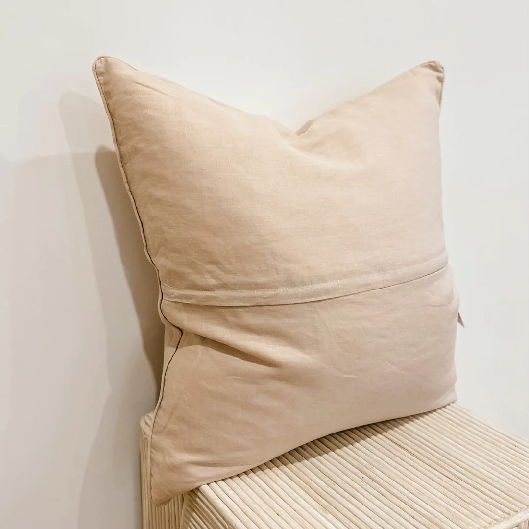 100% French Flax Linen Feather filled Cushion- Latte - Image 4