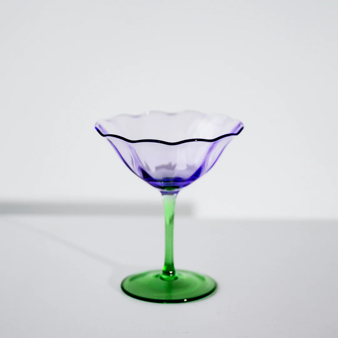 Fleur Cocktail Coupe- Set of 4- Green/Lilac - Image 3