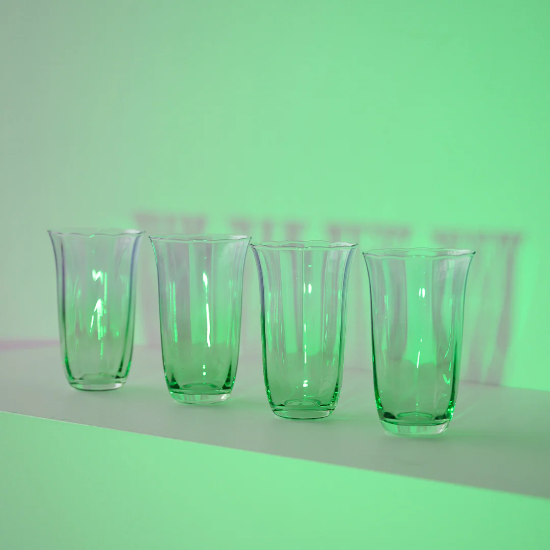 Fleur Highball Glasses- Set of 4- Green/Lilac - Image 4