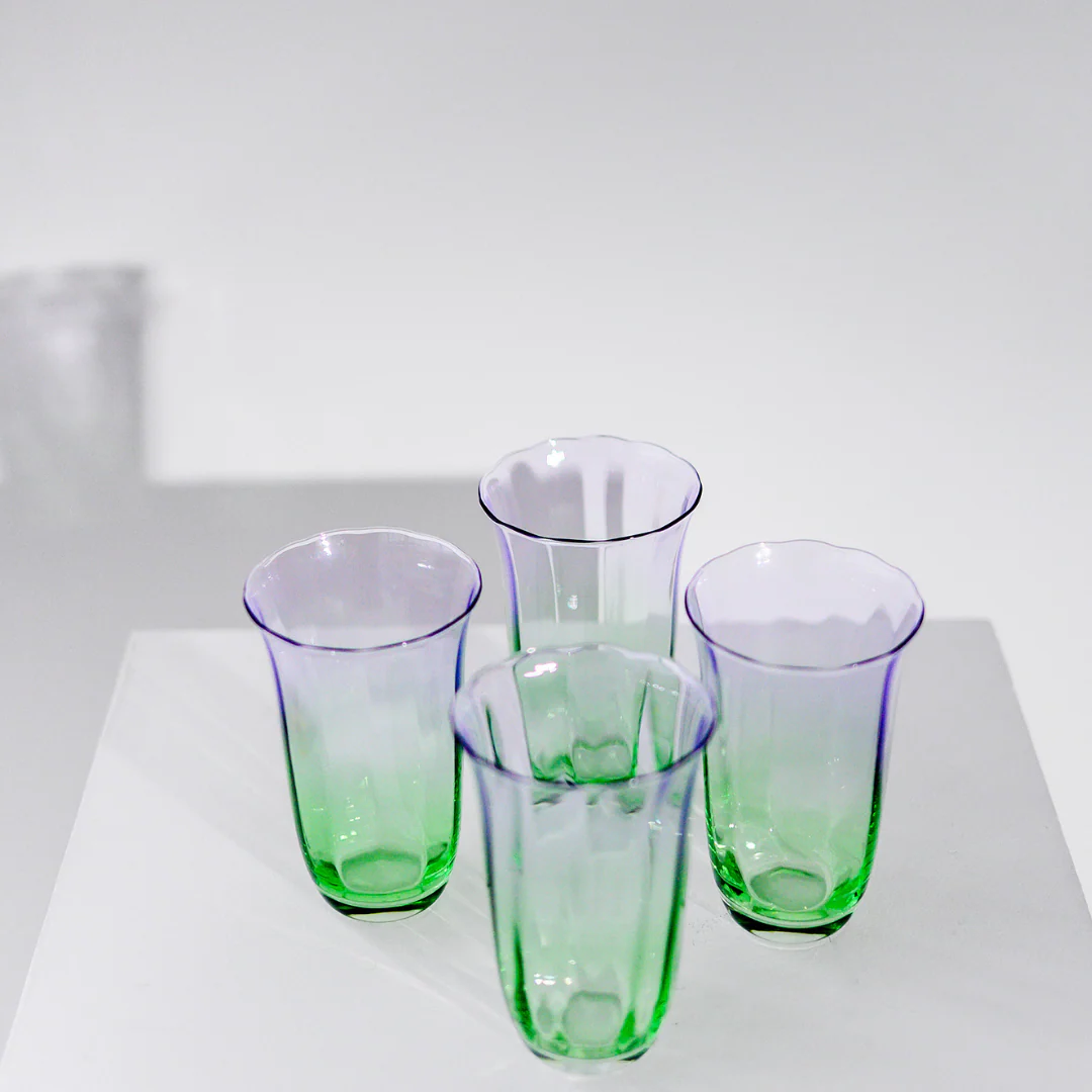 Fleur Highball Glasses- Set of 4- Green/Lilac - Image 6