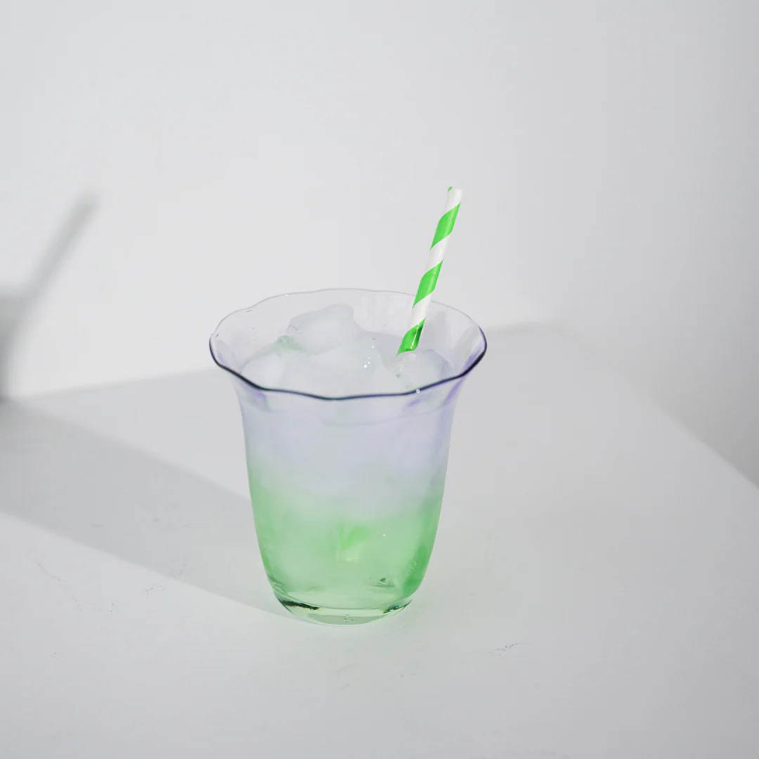 Fleur Stemless Glass- Set of 4- Green/Lilac - Image 2