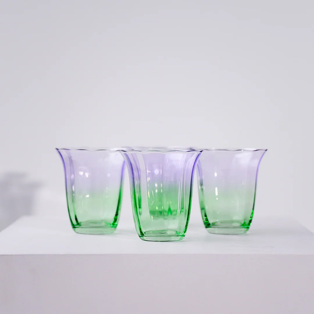 Fleur Stemless Glass- Set of 4- Green/Lilac - Image 5