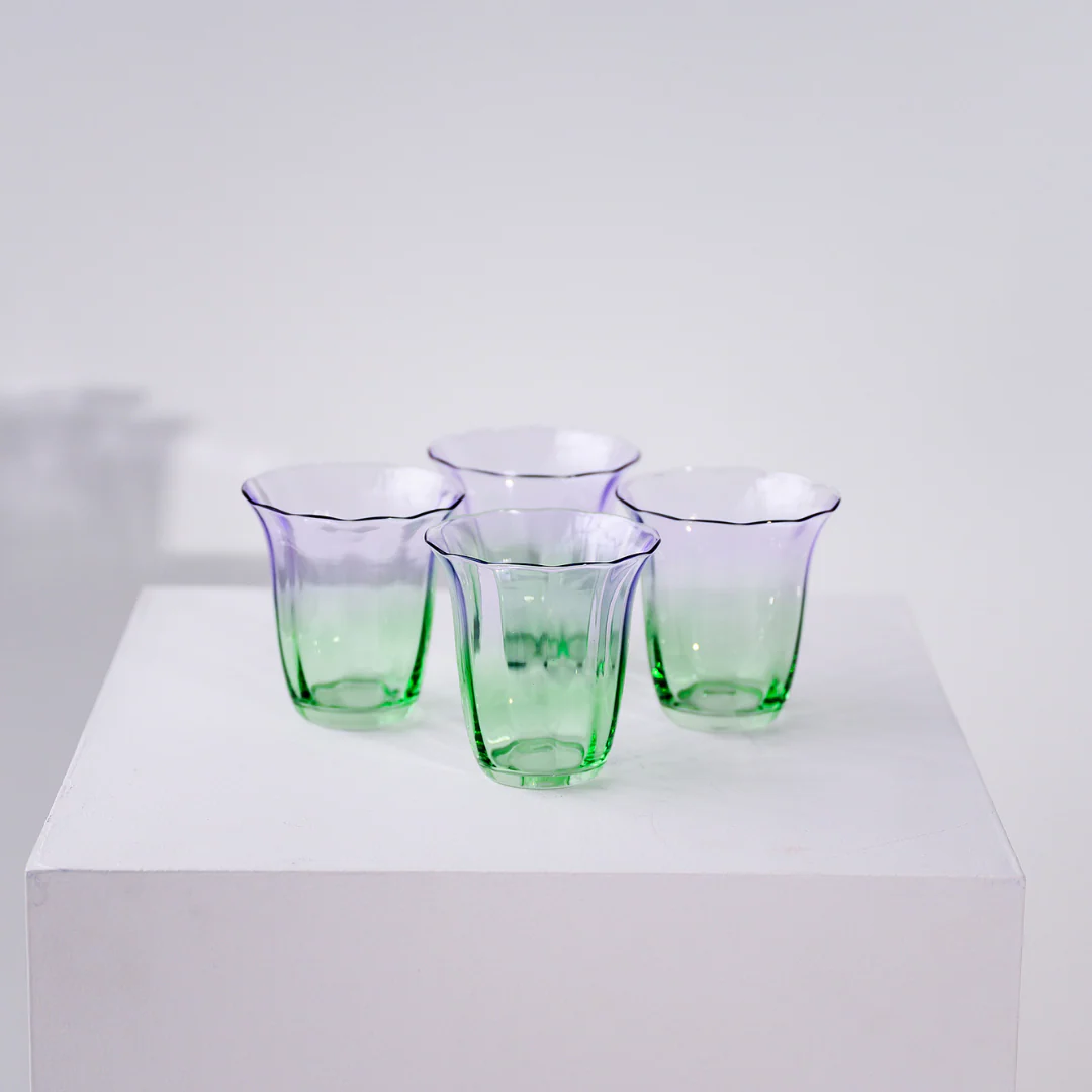 Fleur Stemless Glass- Set of 4- Green/Lilac - Image 6
