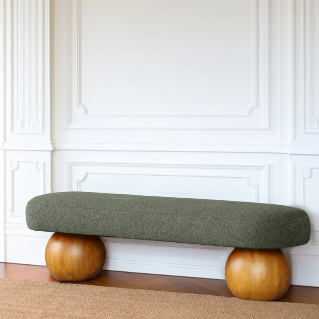 Helena Boucle Ottoman- Olive - Image 3