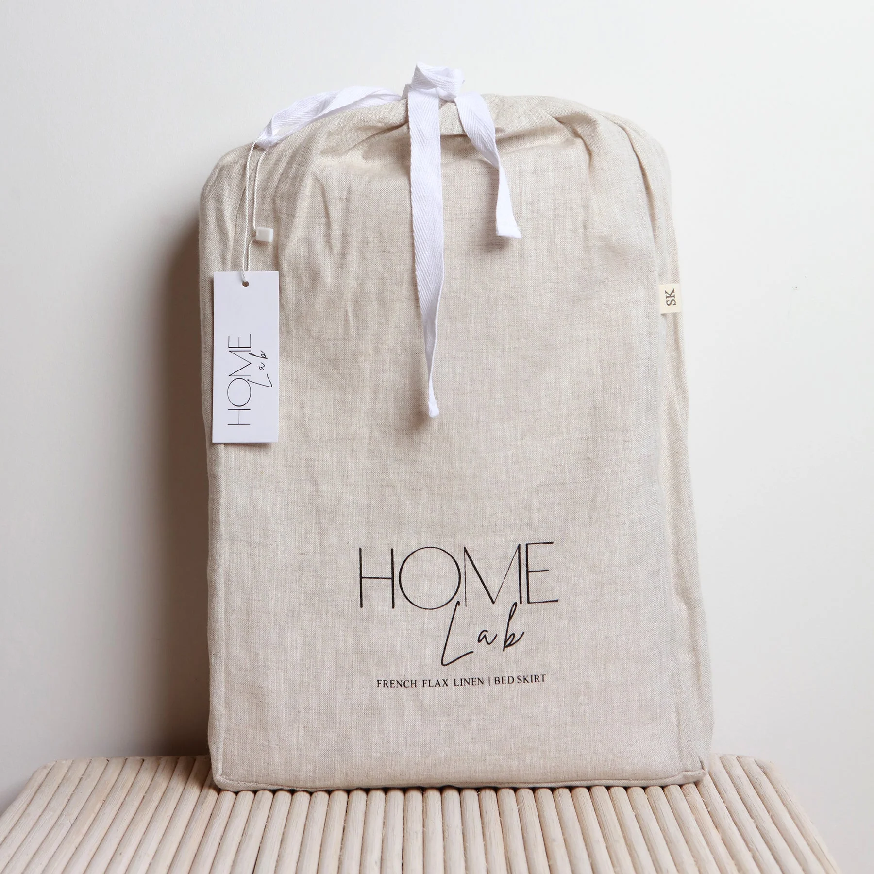 French Flax Linen Bed Skirt- Natural Oat - Image 3