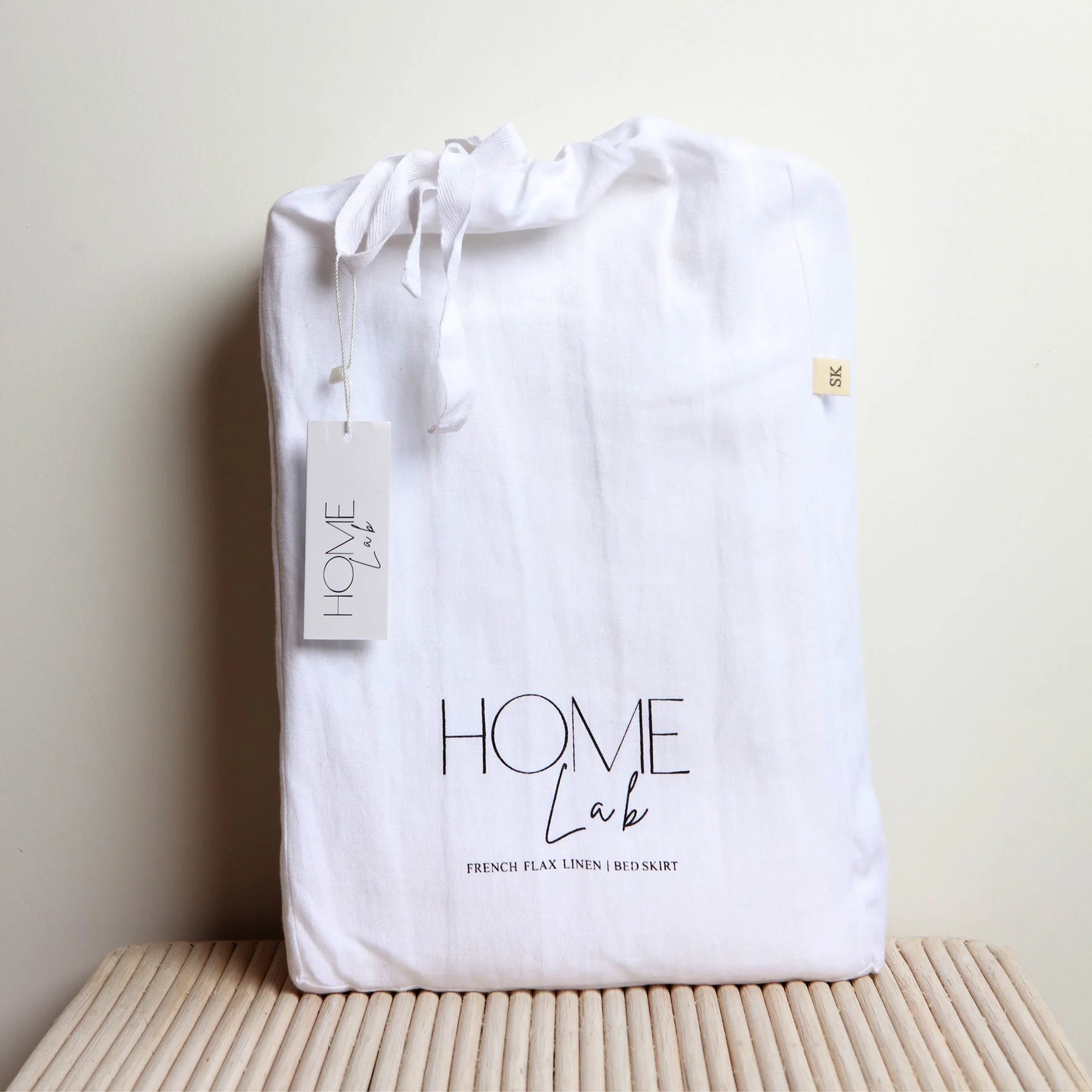 French Flax Linen Bed Skirt- White - Image 3