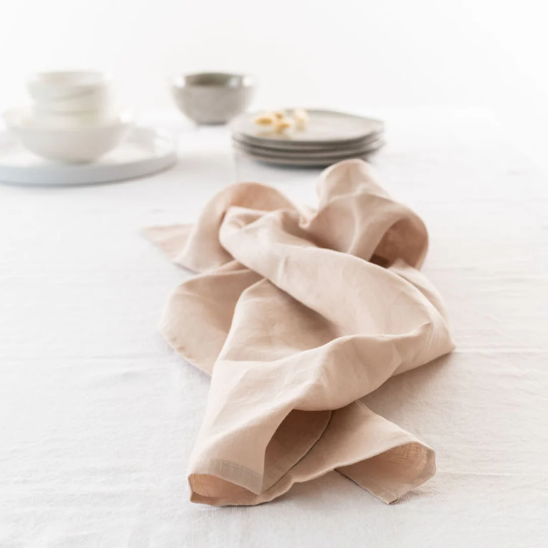 100% French Linen Tea Towel - Set 2-Latte - Image 2