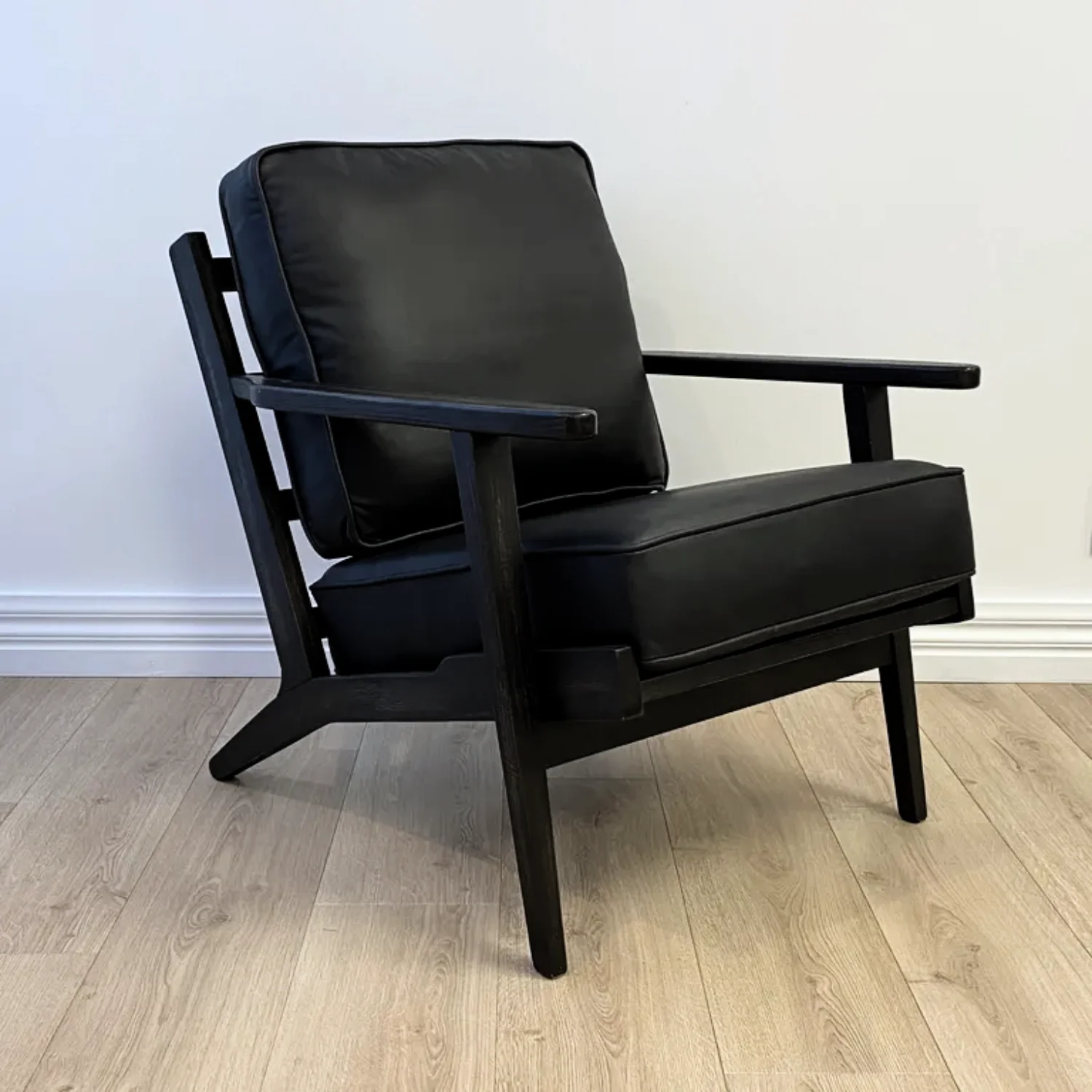 Lodge Occasional Chair- Black Leather/Black