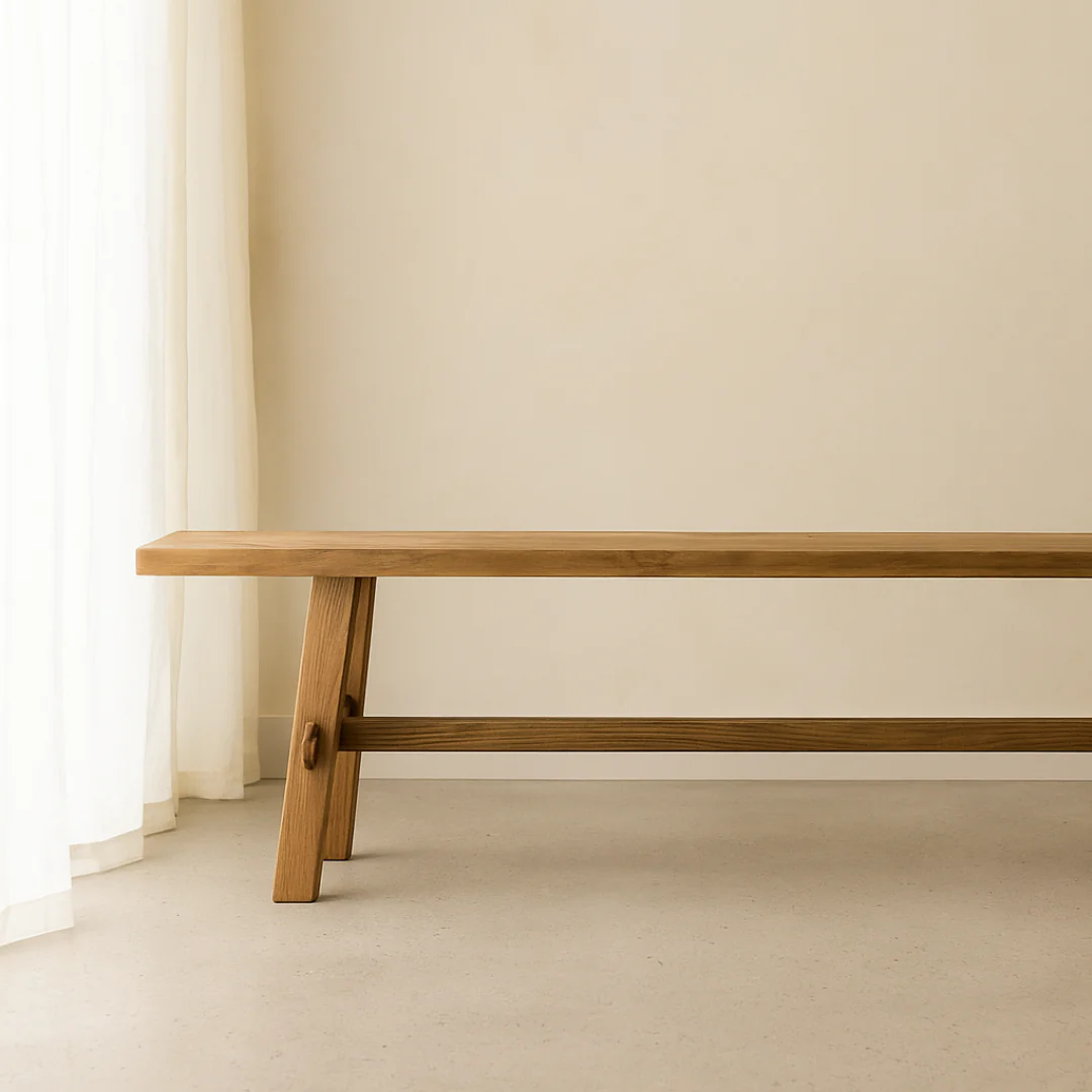 Long Reclaimed Wood Bench- Natural - Image 2