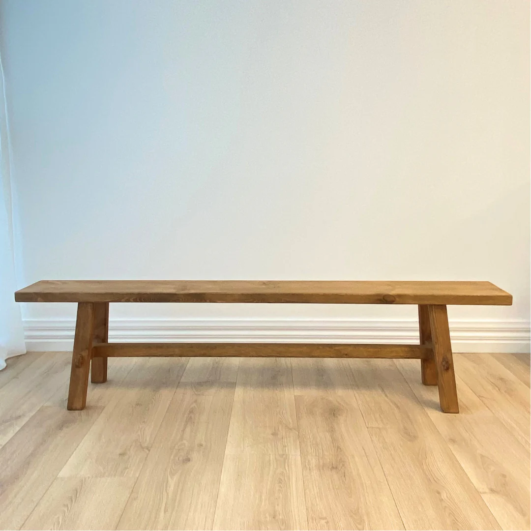 Long Reclaimed Wood Bench- Natural - Image 3