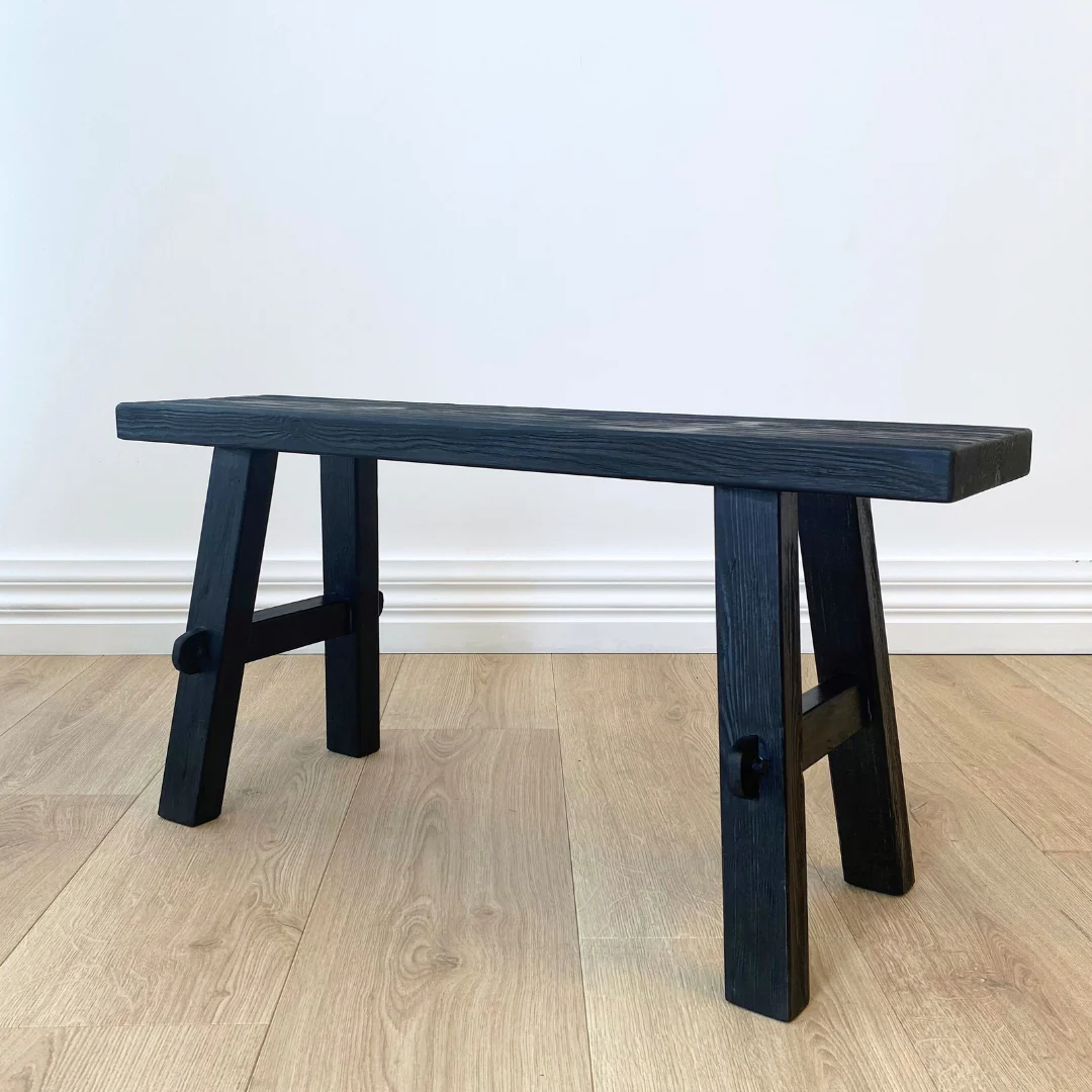Medium Reclaimed Wood Bench- Black - Image 3