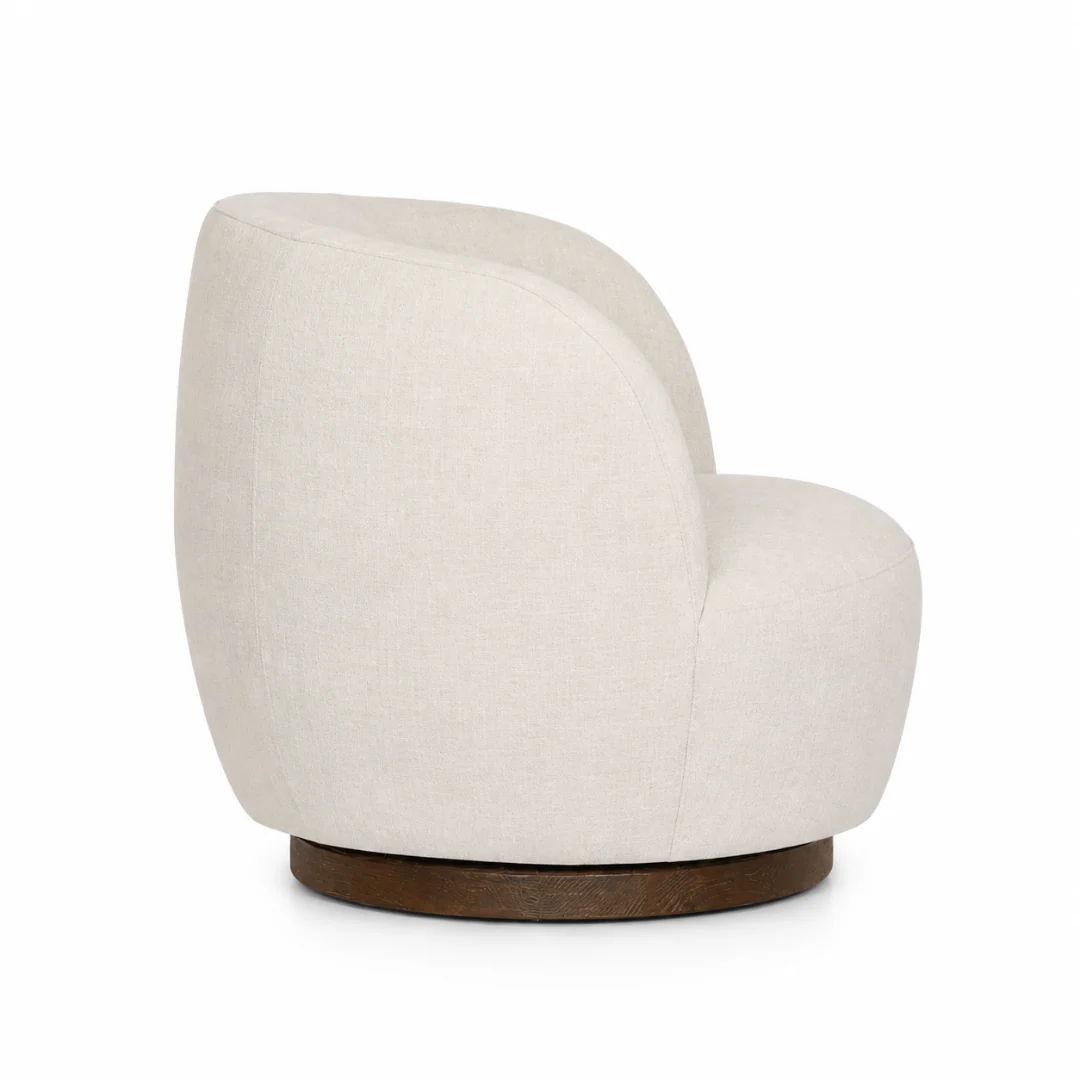 Mid Century Linen Swivel Chair - Image 2