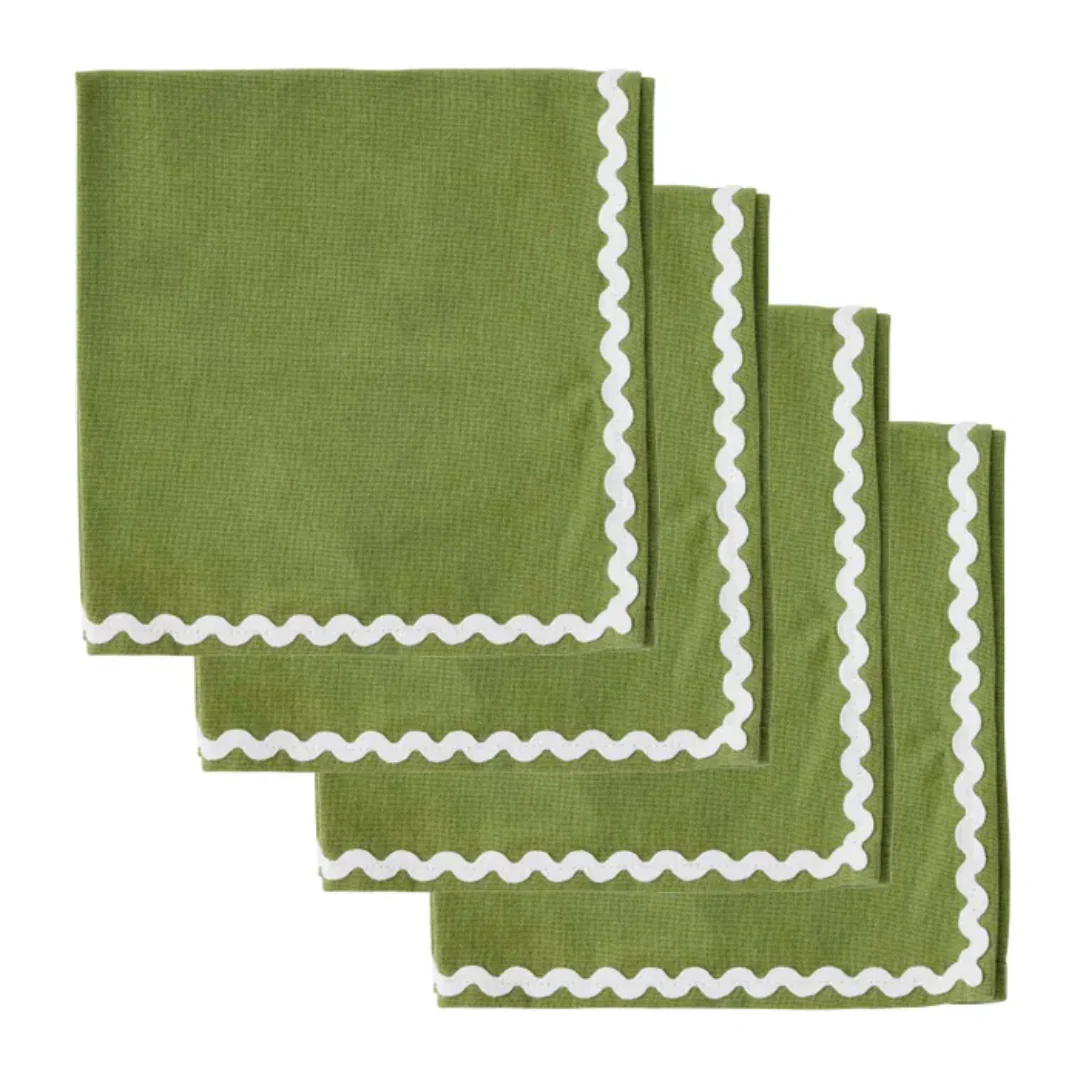 Orla Cotton Napkins Olive/Ivory