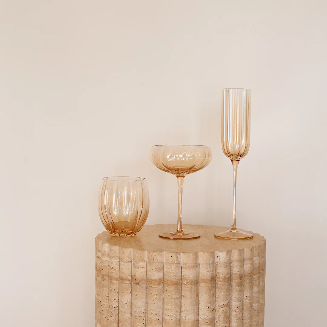Petal Champagne Flute- Light Amber- Set of 4 - Image 4