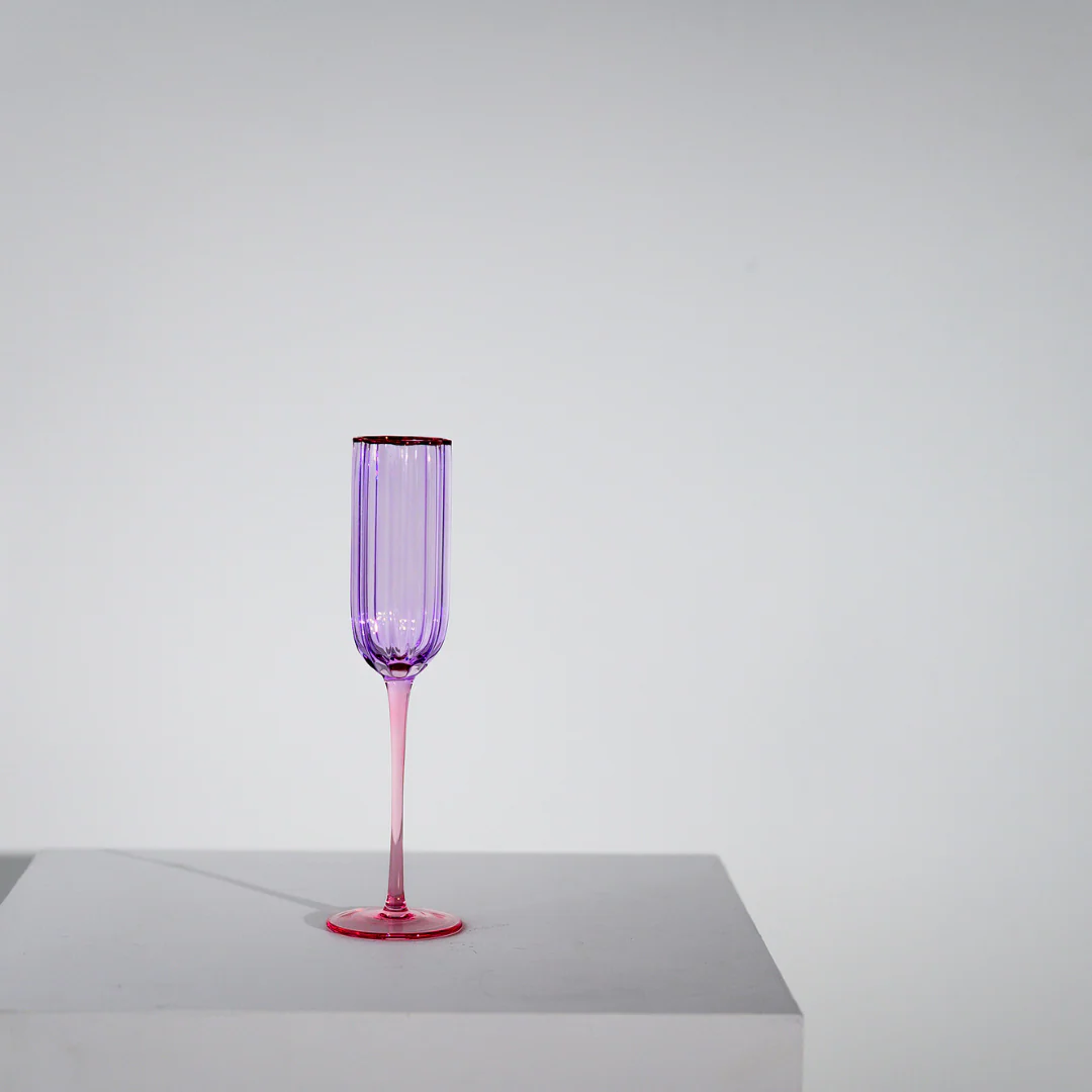 Petal Champagne Flute- Set of 4- Lilac/Blush - Image 5
