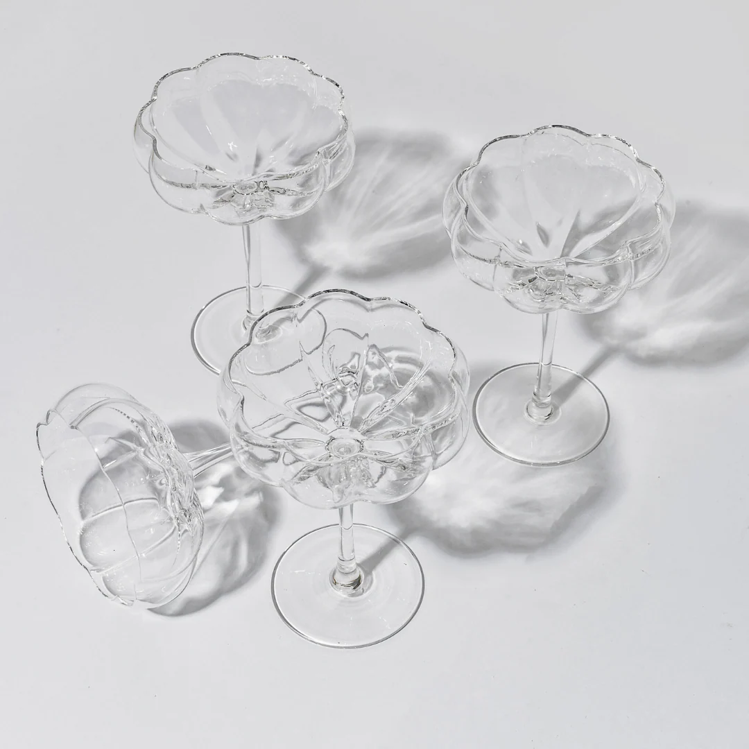Petal Cocktail Glass- Clear- Set of 4 - Image 4