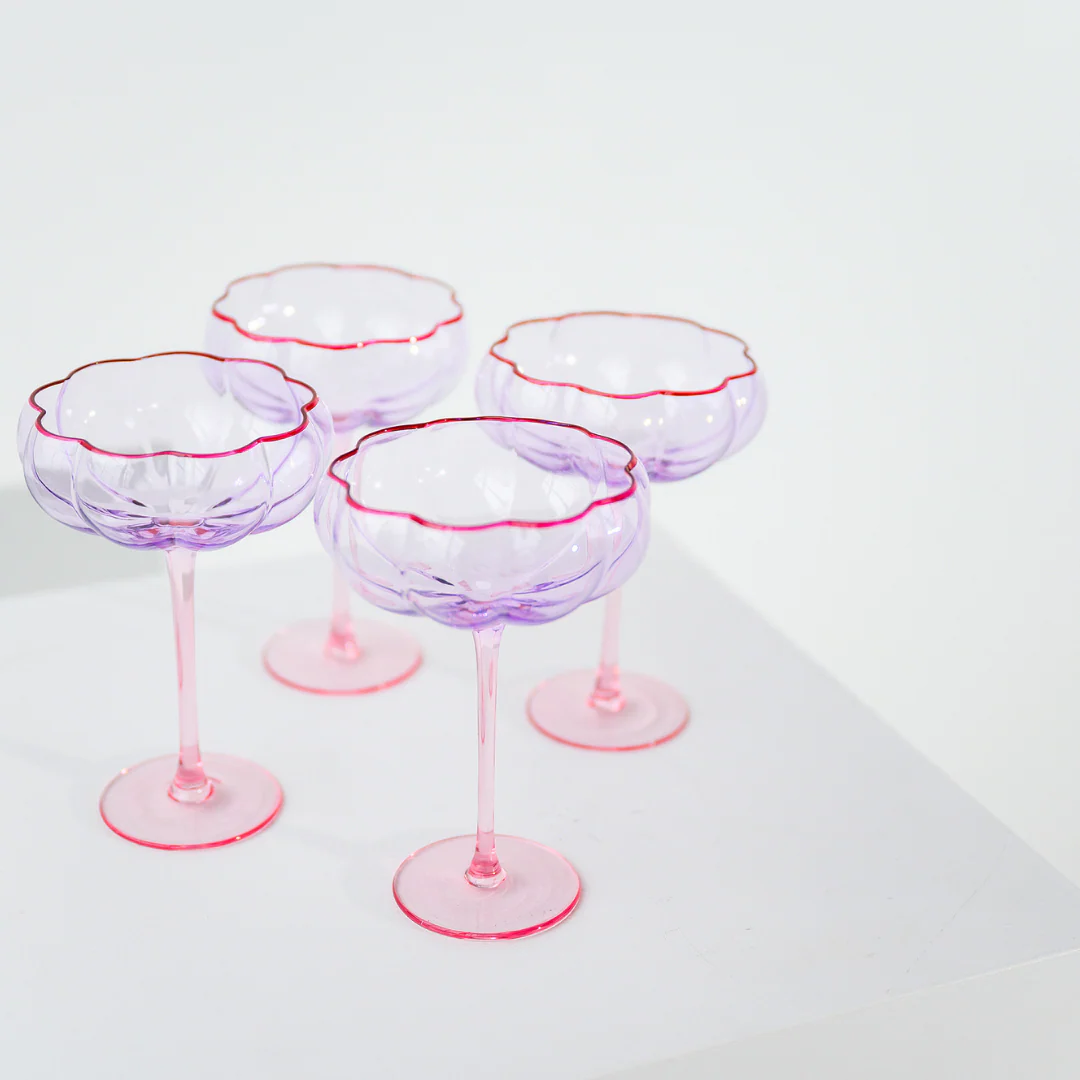 Petal Cocktail Glass- Set of 4- Lilac/Blush - Image 3