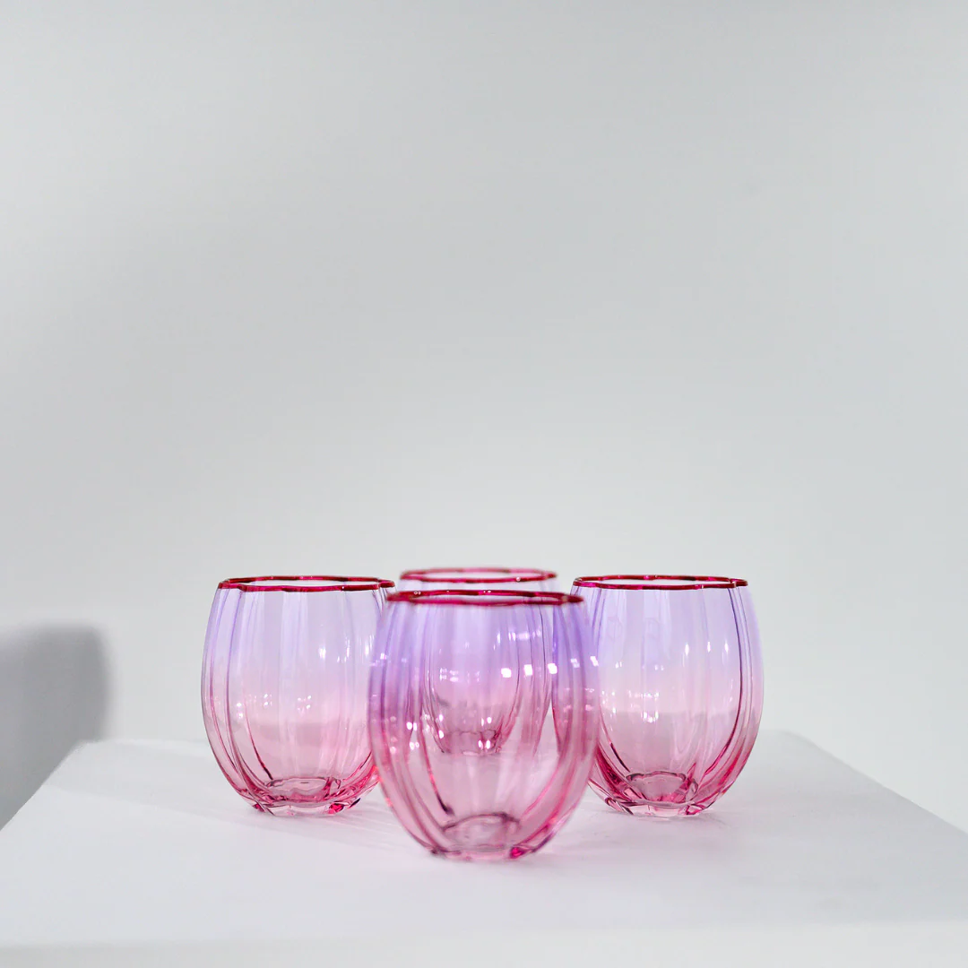 Petal Stemless Glass- Set of 4- Lilac/Blush - Image 3