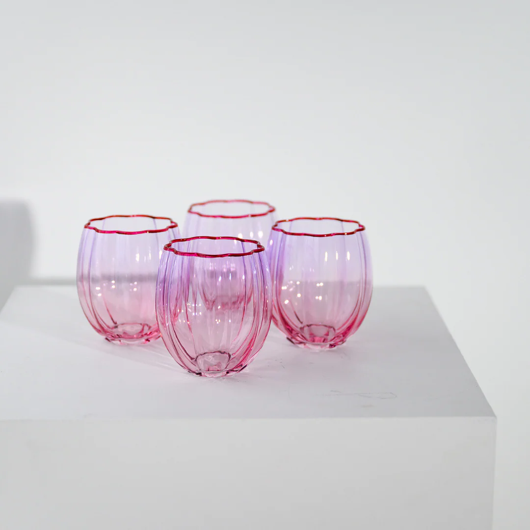 Petal Stemless Glass- Set of 4- Lilac/Blush - Image 4