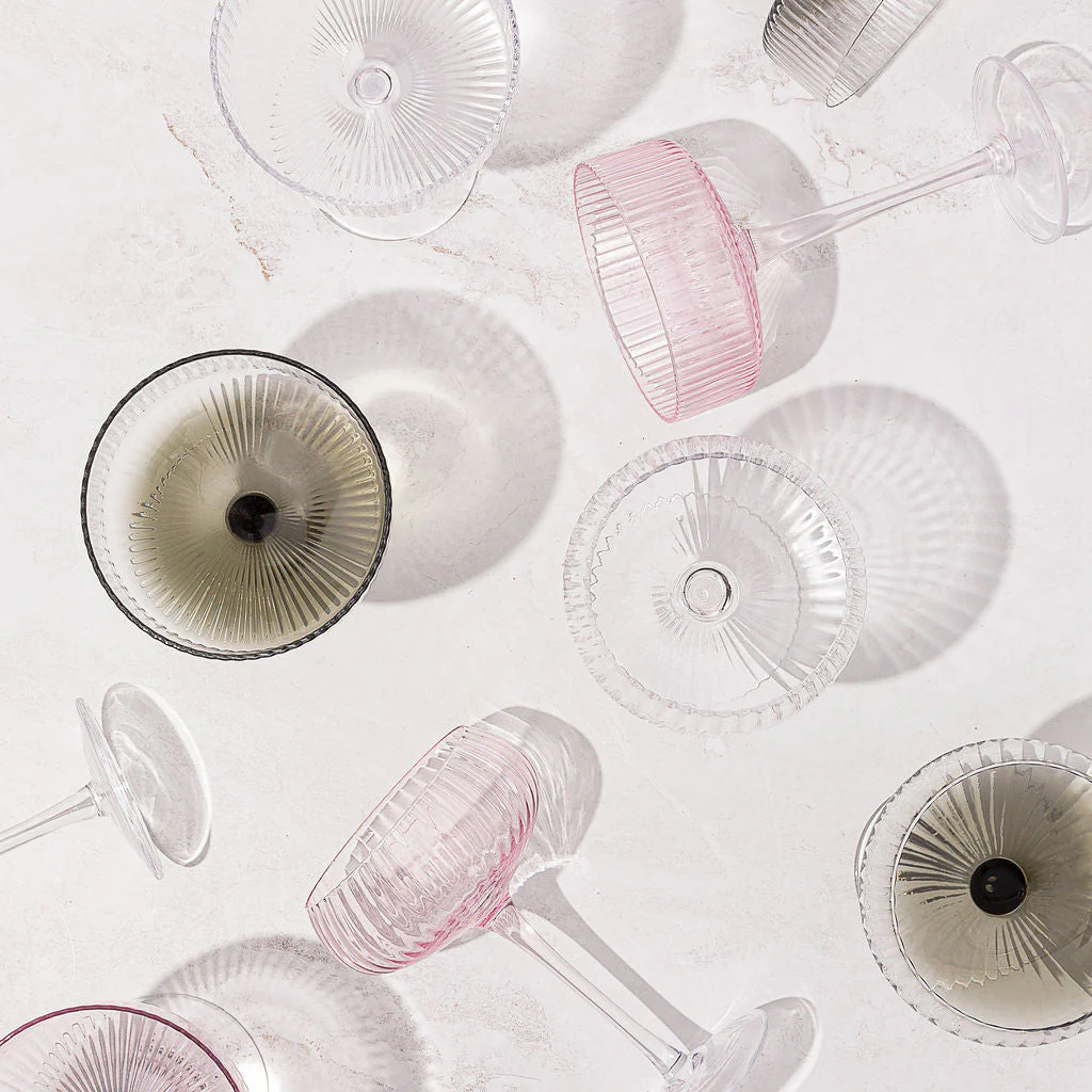 Ribbed Champagne Coupe- Set 4 Blush - Image 3