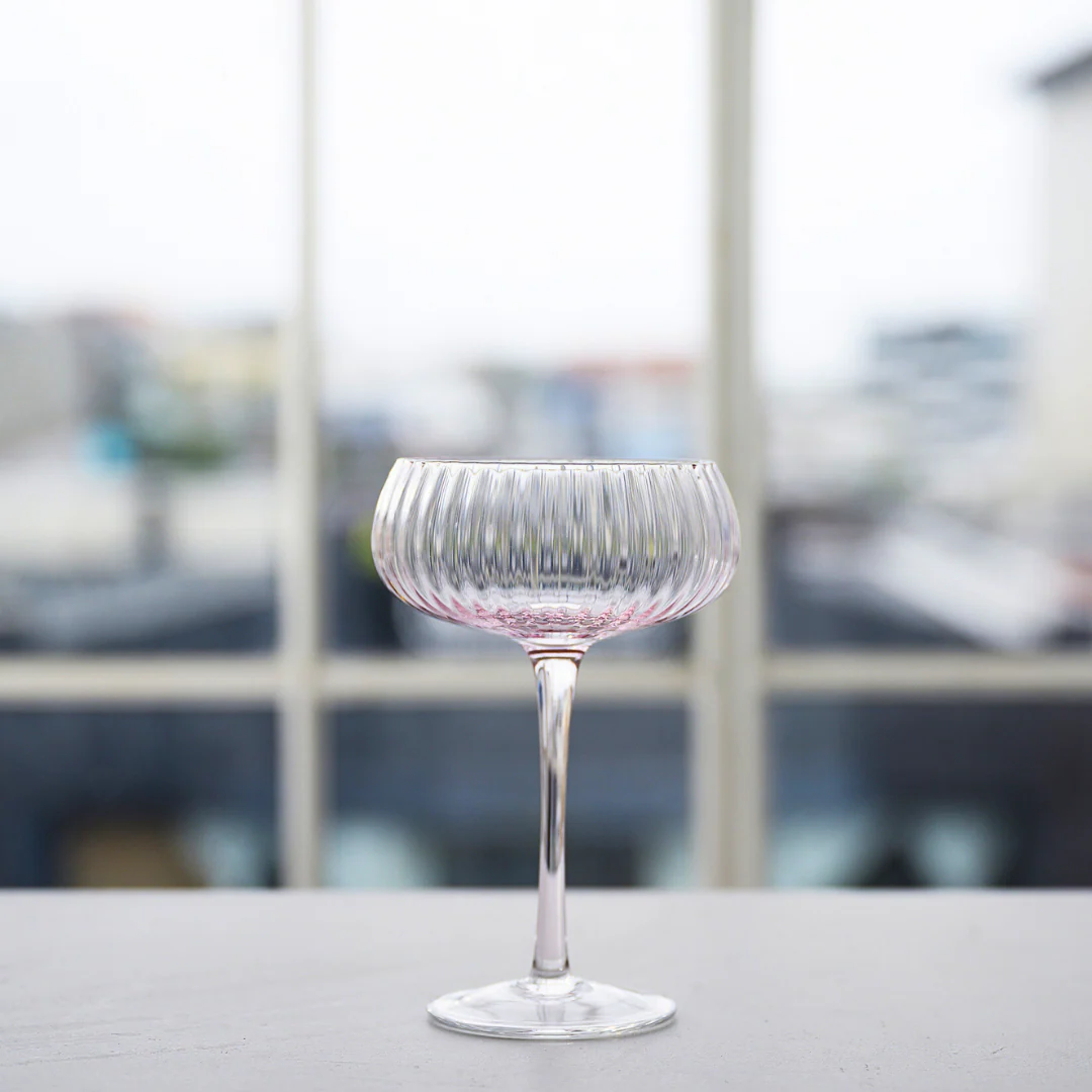 Ribbed Champagne Coupe- Set 4 Blush - Image 6