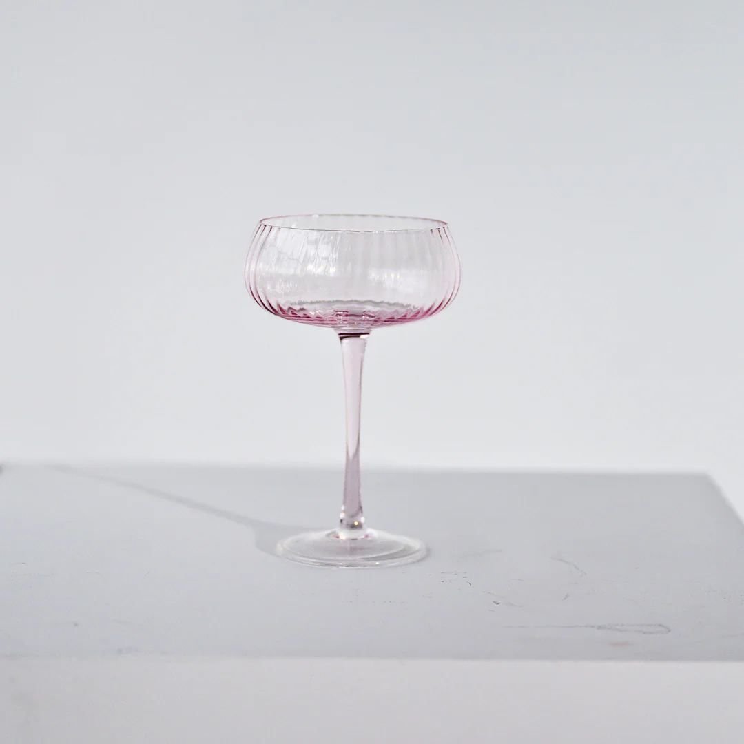Ribbed Champagne Coupe- Set 4 Blush - Image 7