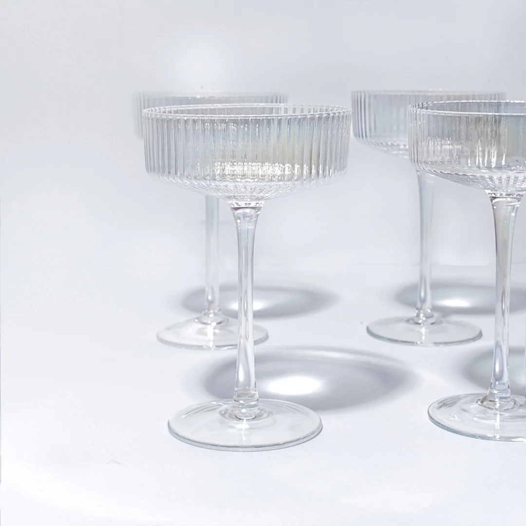 Iridescent Ribbed Cocktail Glasses- Set of 4 - Image 4