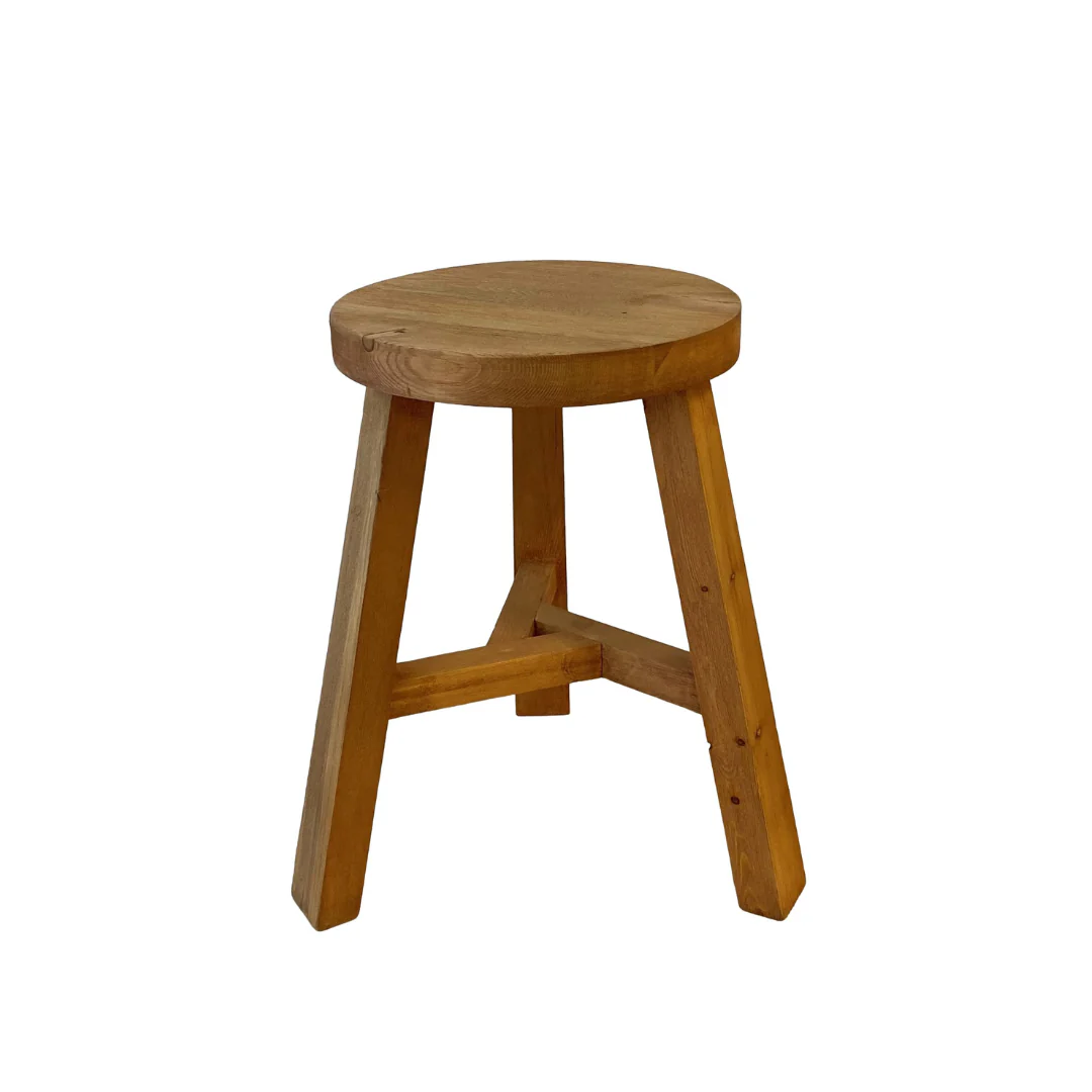 Reclaimed Wooden Tripod Stool- Natural - Image 3