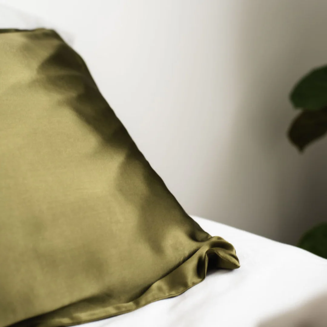 100% Pure Silk Pillowcase - Olive - Image 3