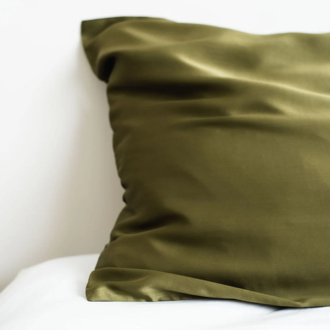 100% Pure Silk Pillowcase - Olive - Image 4