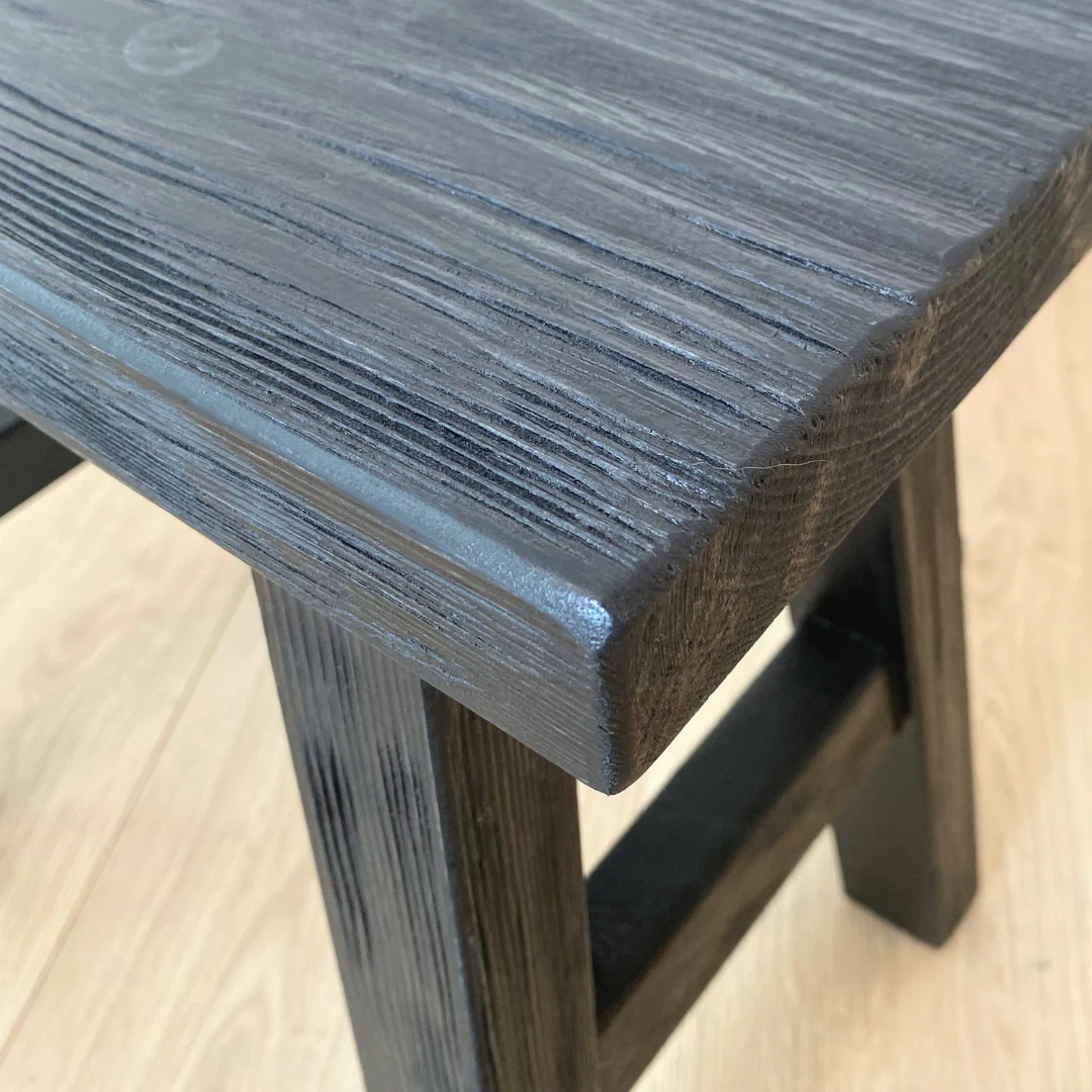 Small Reclaimed Wood Bench- Black - Image 3