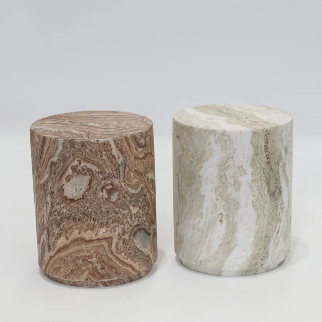 Strata Plinth Stool- Warm Marble - Image 2