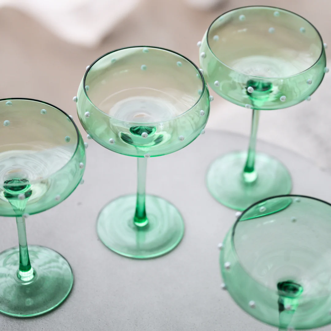 The Perfect Pearl Coupe- Set of 4 Green
